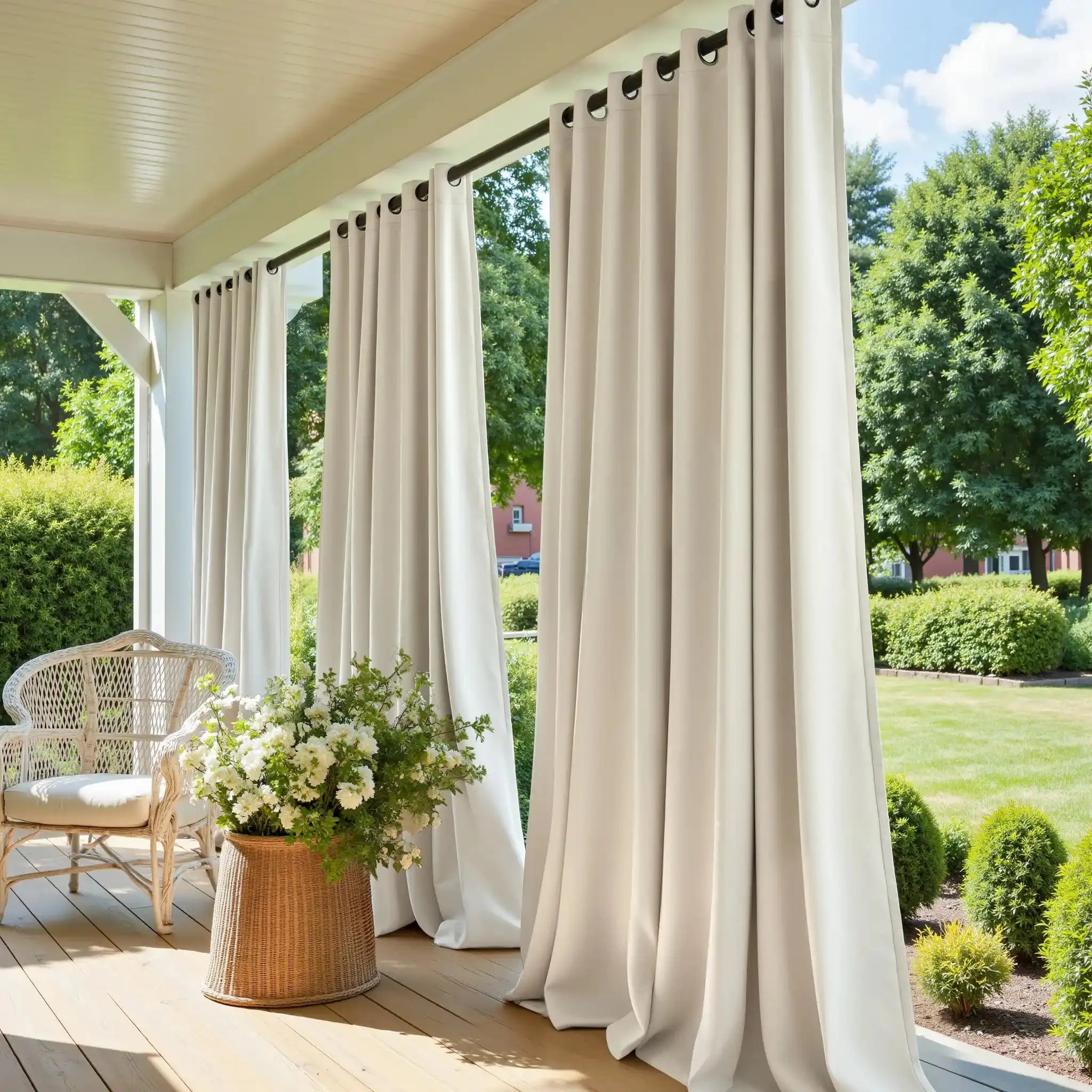 Premium Solid Acrylic Outdoor Curtains - Waterproof & UV Resistant Patio Drapes for Porch, Deck, and Poolside Privacy - Heavy Duty Weatherproof Window Treatments for Sun Protection and Decoration