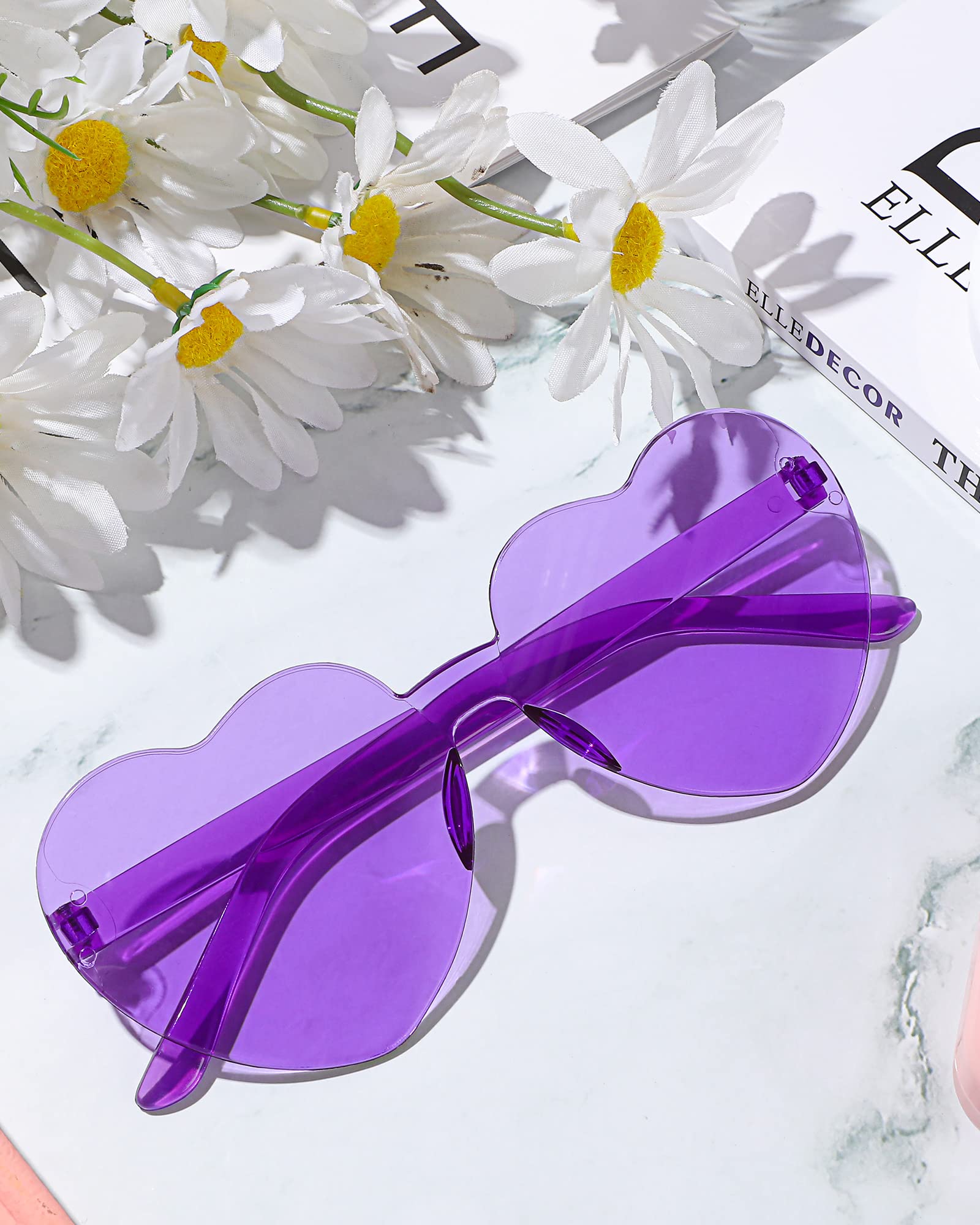 Colzzy 16-Pack Heart-Shaped Sunglasses - Bulk Purple Party Sunglasses for Women, Witch Birthday Accessories & Costume Eyewear - Perfect for Halloween, Bachelorette Parties & Themed Events