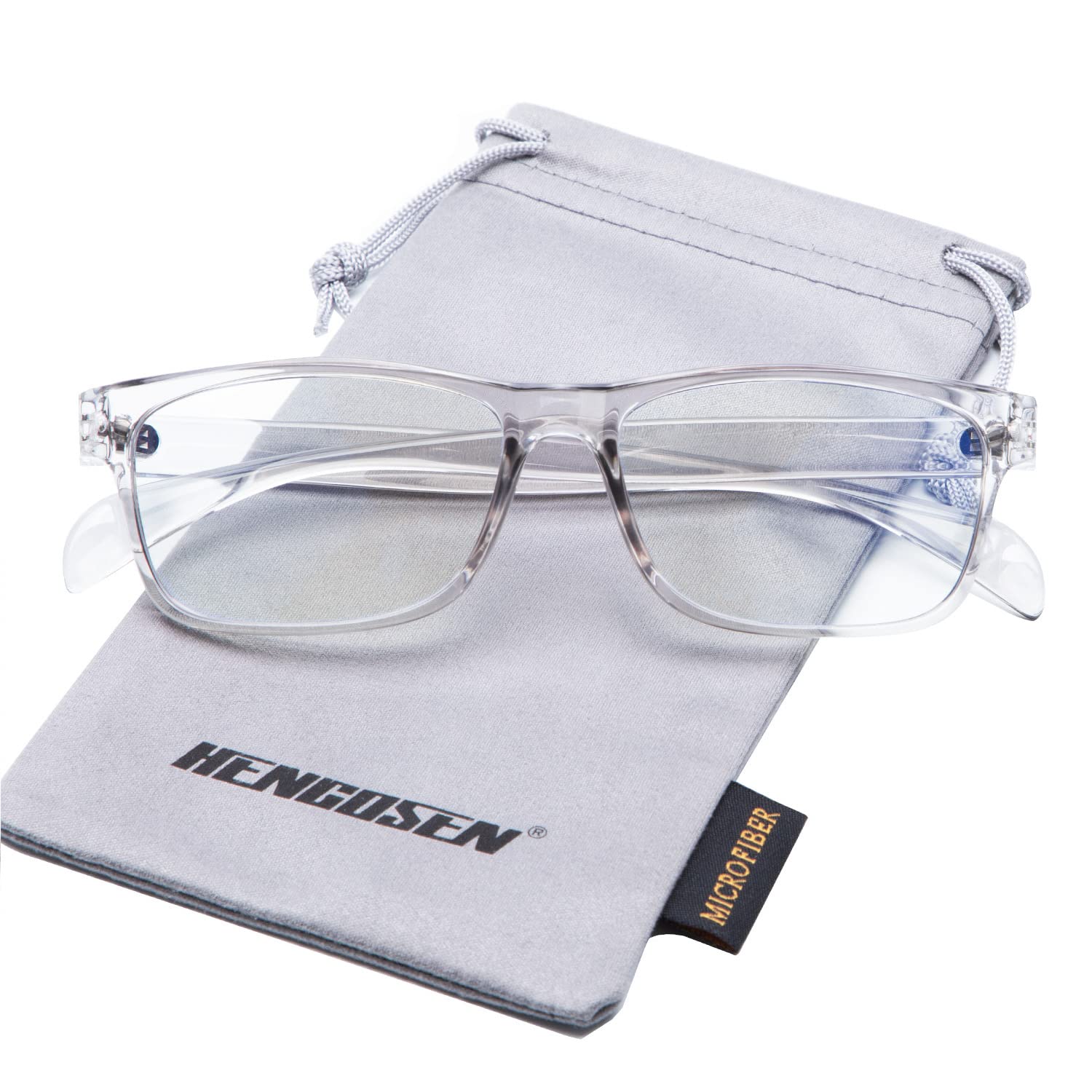 HENGOSEN Blue Light Blocking Glasses for Men & Women - Anti Eye Strain Computer Glasses with Clear Lens for Gaming, Office & Screen Time - Reduce Digital Eye Fatigue for Work, Study & Night Use