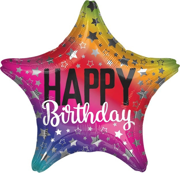 45cm XL Rainbow Star Happy Birthday Balloons - Party Decorations for Birthdays, Baby Showers & Celebrations