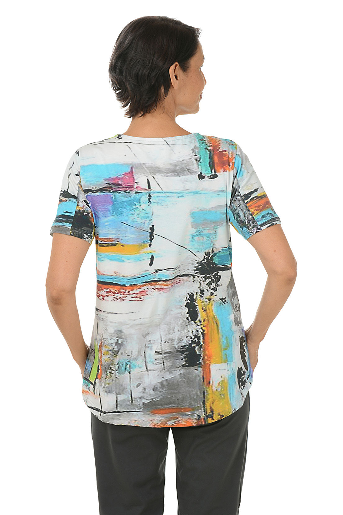 Lucy Shirred V Neck Tee - Women's Flowy Short Sleeve Blouse for Casual Wear, Summer Outfits & Date Nights | Soft & Breathable Fabric