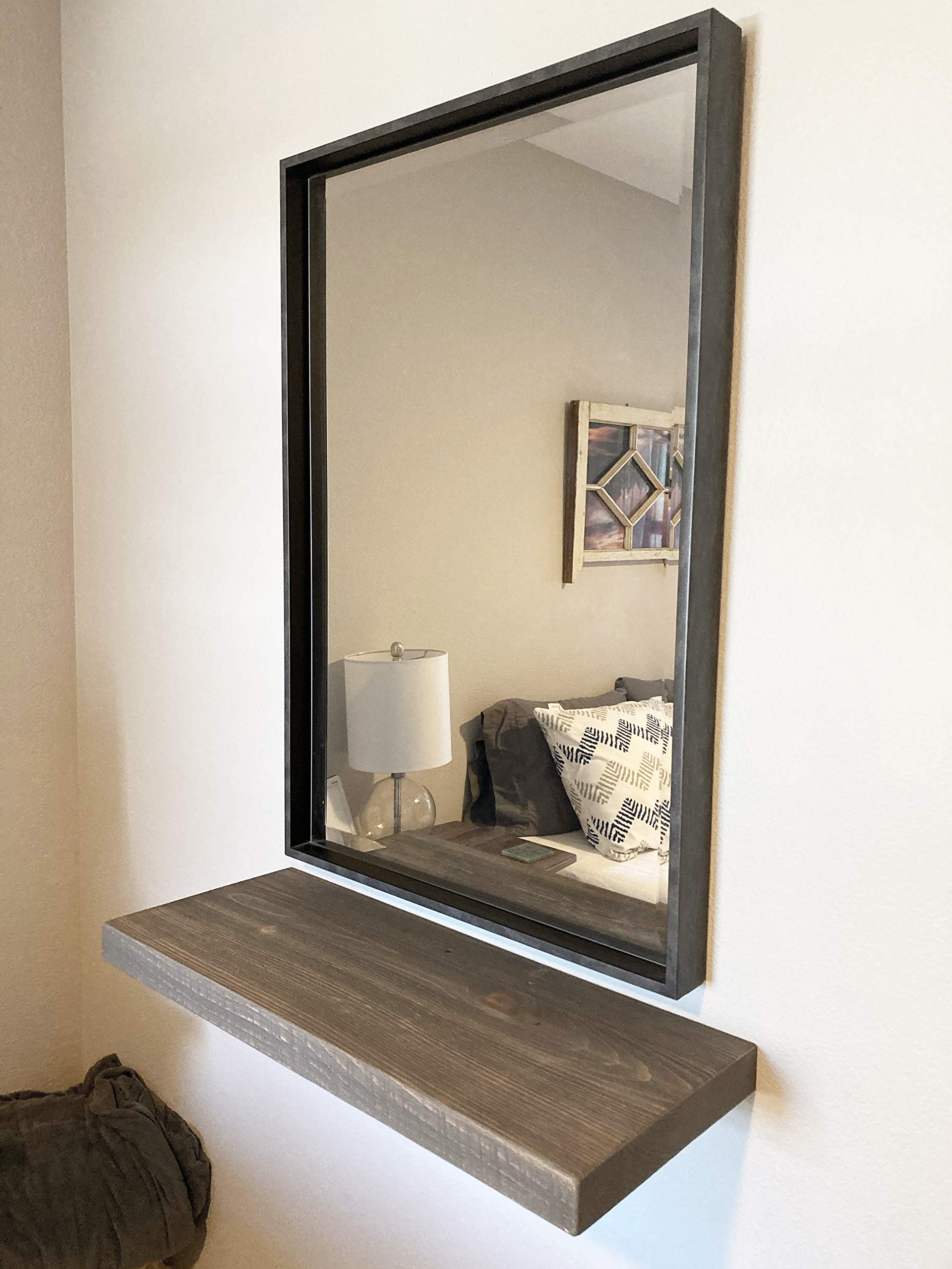Joel's Antiques - 30 Inch Natural Wood Floating Wall Shelves - Heavy Duty Rustic Shelf for Bedroom, Living Room & Kitchen - Gray Wooden Shelf (30x12x2 Inches) - Perfect for Displaying Books, Photos & Home Decor