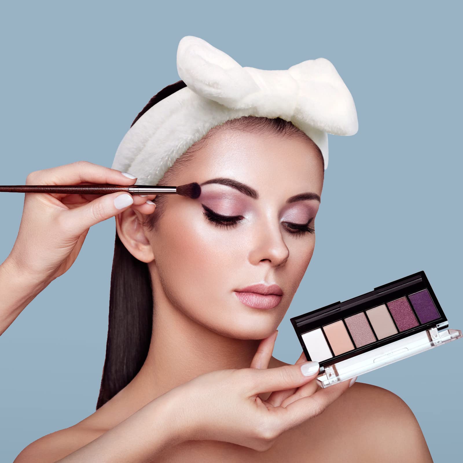 Yoseng 6-Piece Spa Headband Set for Women - Soft Makeup & Skincare Headbands with Wristbands for Face Washing, Makeup Removal, Showering (Black & White) - Perfect for Home Spa, Beauty Routine & Skincare Treatments