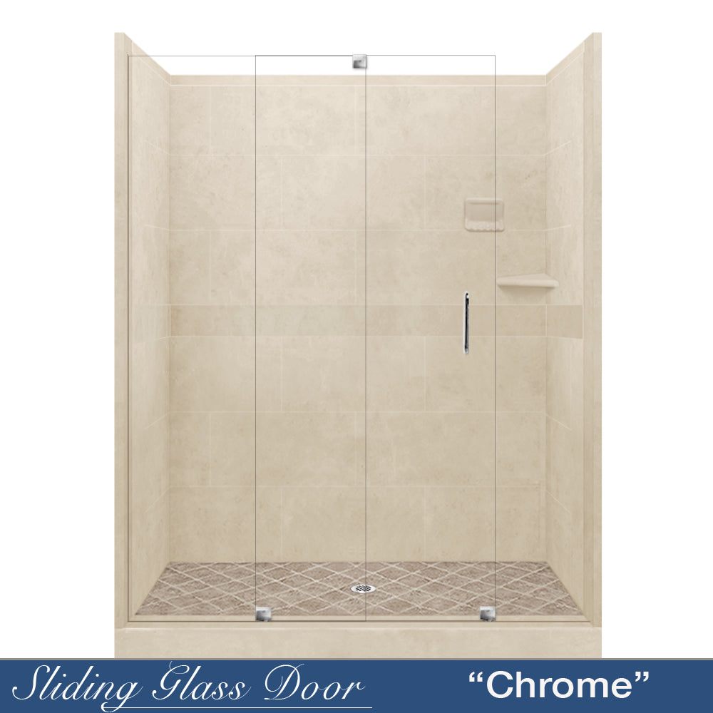 Diamond Solid Desert Sand 60-Inch Alcove Shower Enclosure Kit - Waterproof Bathroom Upgrade for Modern Homes