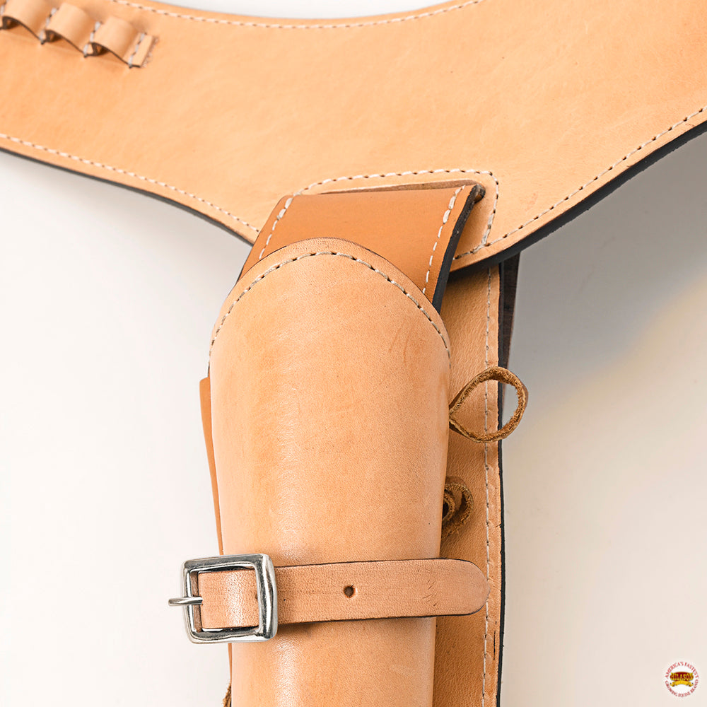 Hilason Western Right Hand Gun Holster Rig for 44/45 Cal - Premium Leather Cowboy Holster - Perfect for Cowboy Action Shooting, Reenactments & Western Style Outfits