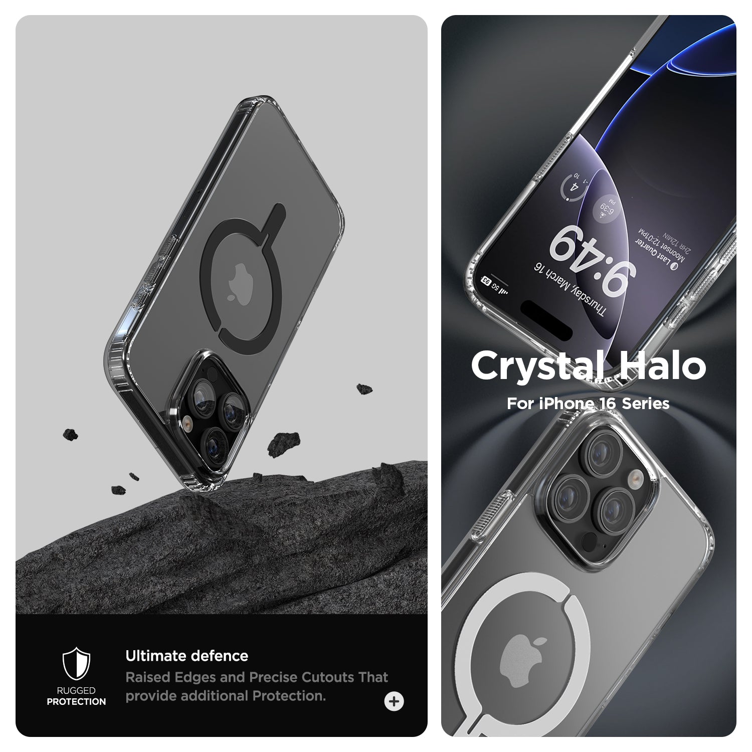 iPhone 16 Series Terra Guard Crystal Halo Case - Shockproof & Scratch-Resistant Protective Cover for iPhone 16/16 Pro/16 Pro Max - Perfect for Outdoor Activities, Travel & Daily Use