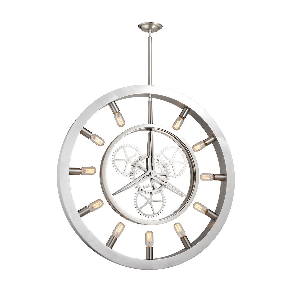 11-Light Brushed Nickel Chandelier with Clear Glass Diffuser - Elegant Dining Room & Living Room Lighting Fixture for Modern Homes