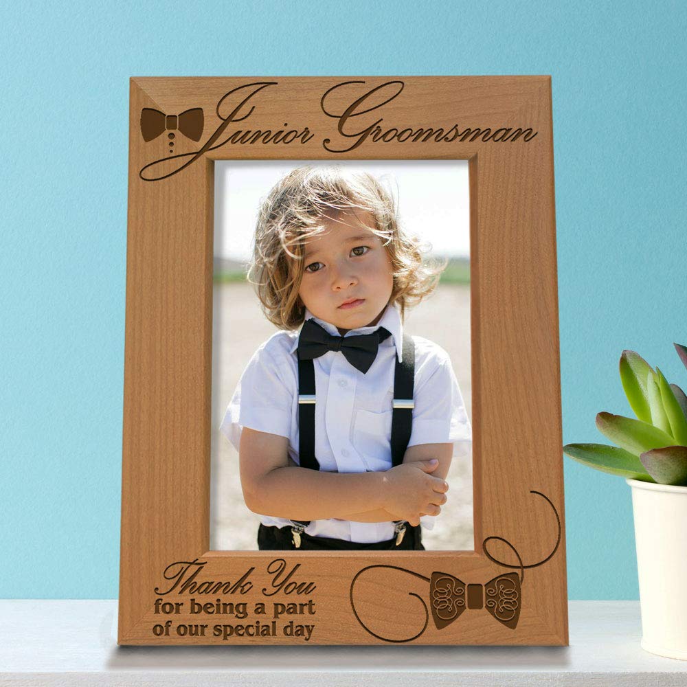 KATE POSH Junior Groomsman Thank You Gift - 4x6 Vertical Picture Frame for Wedding Party - Perfect for Groomsmen Appreciation & Special Day Memories