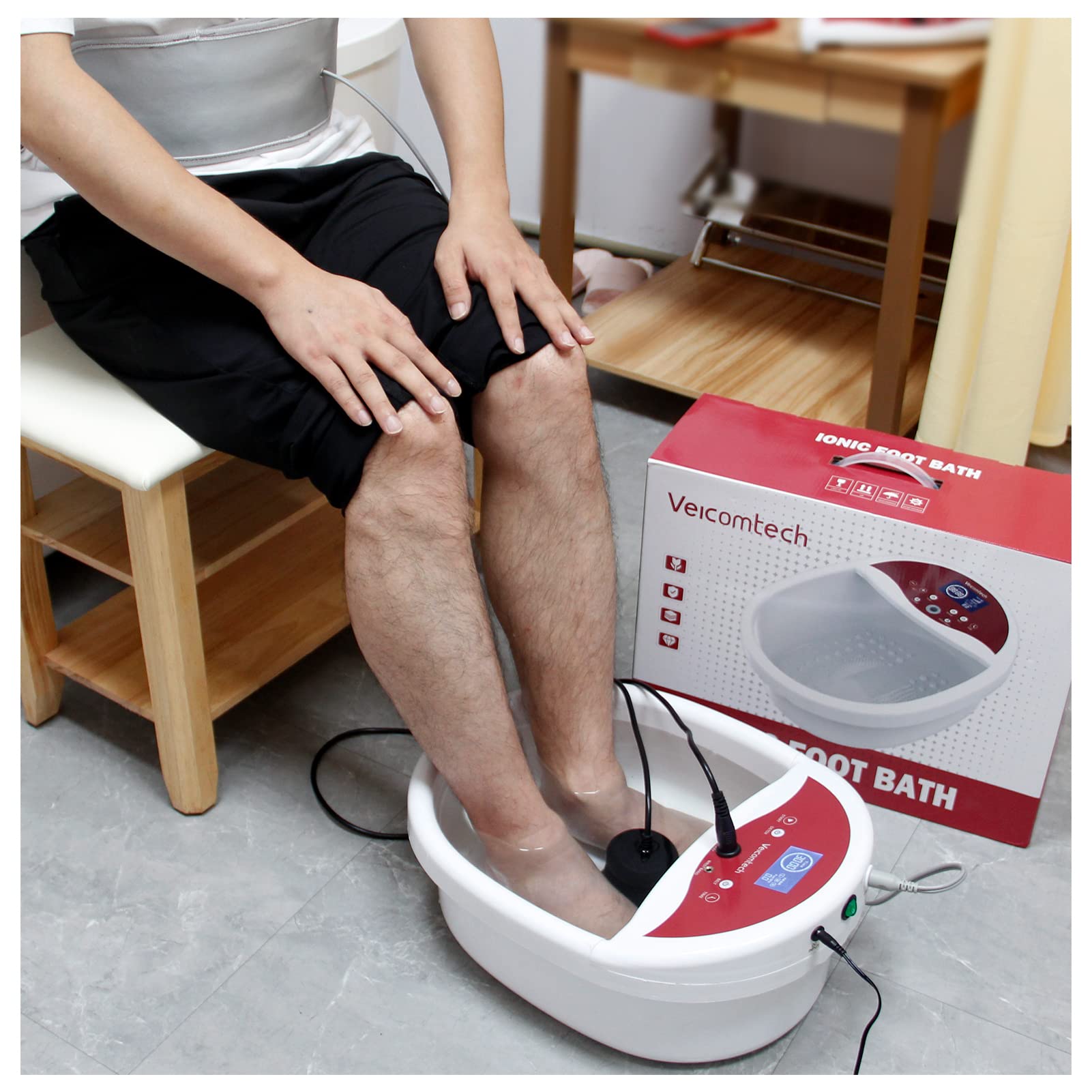 Ionic Foot Bath Detox Machine - Home Foot Spa Kit with 10 Ginger Tablets, 2 Arrays & FIR Belt for Relaxation, Detoxification & Pain Relief - Perfect for Home Salon, Spa & Self-Care Routine