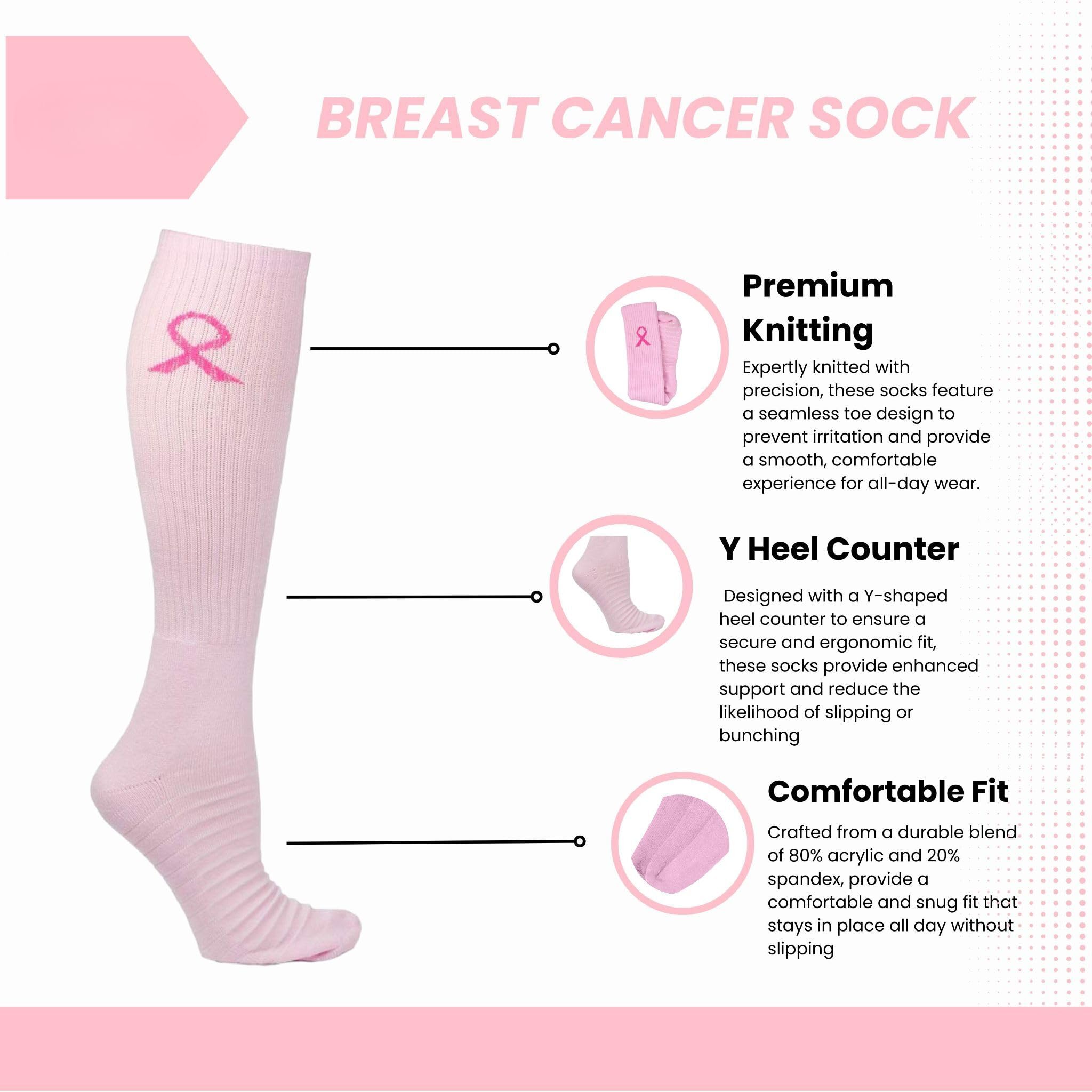 Pink Ribbon Breast Cancer Awareness Youth Football Socks - 2 Pairs for Athletes & Sports Enthusiasts - Perfect for Football Games, Fundraisers & Cancer Awareness Events