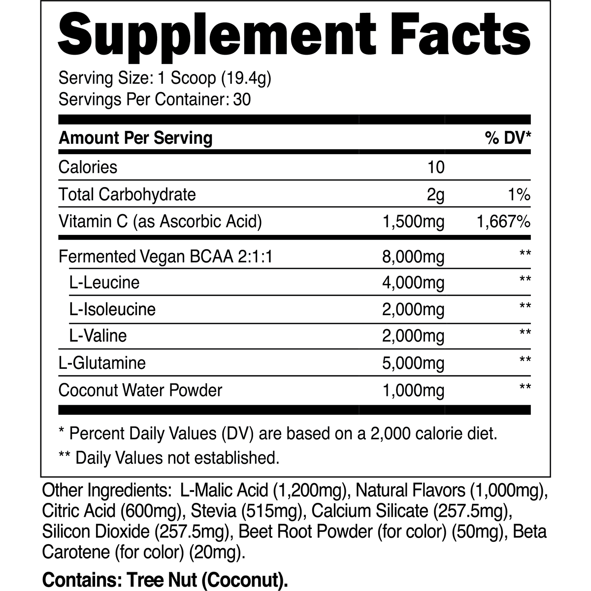 CoreSeries BCAA Glutamine Powder - 500g Muscle Recovery & Endurance Supplement for Athletes & Fitness Enthusiasts - Post-Workout & Gym Performance Boost