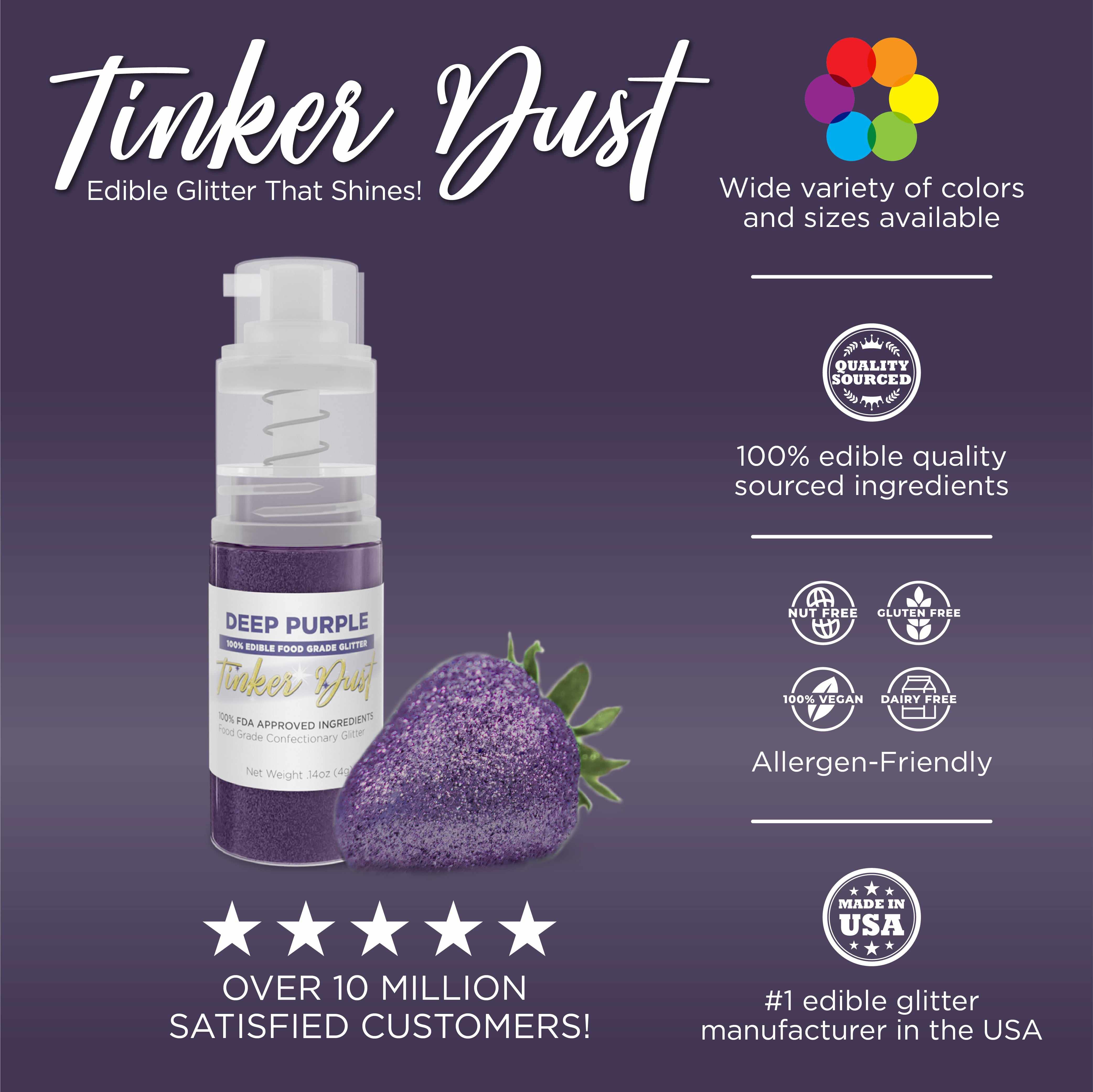 Deep Purple Edible Glitter Spray 4g Pump | Tinker Dust® - Food Safe Sparkle for Cakes, Cupcakes & Cocktails