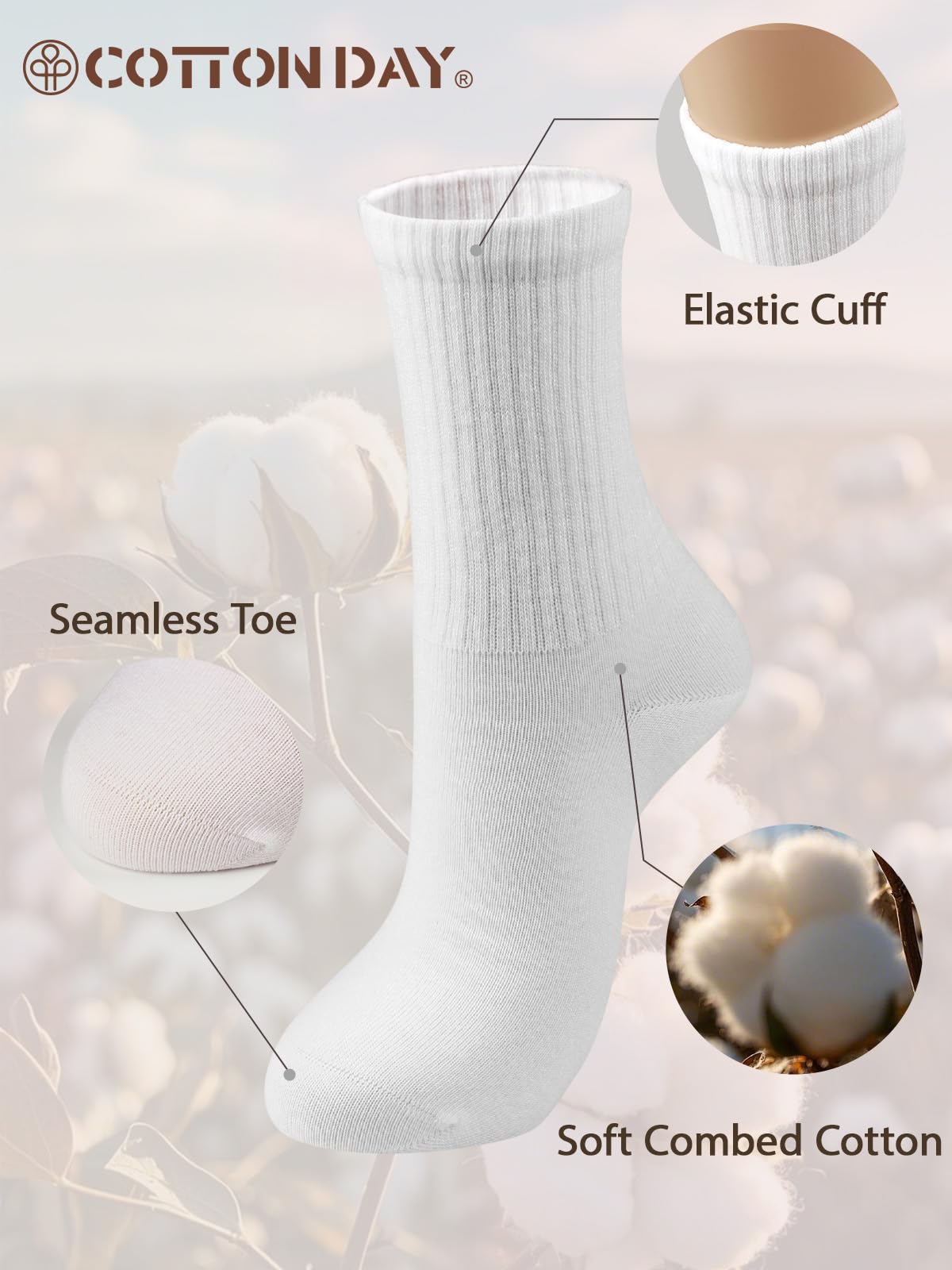 Soft Combed Cotton Crew Socks for Women - Breathable & Comfortable Everyday Socks in Black, White, Red, Beige & Olive | Perfect for Work, Casual Wear & Home