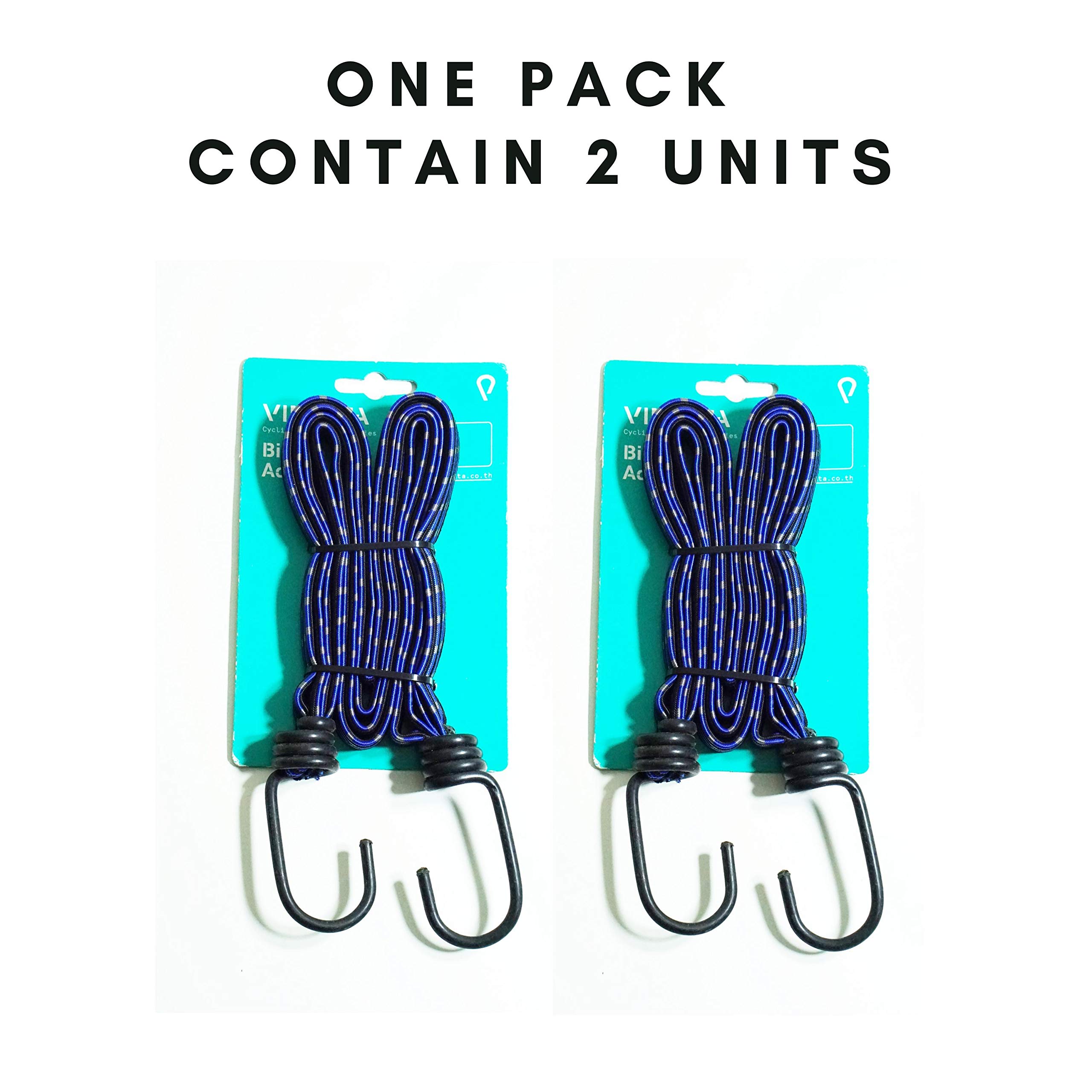 Vincita 4-in-1 Bike Bungee Cords with Heavy-Duty Metal Hooks - 2 Pack Elastic Straps for Bicycle Cargo Rack (0.6