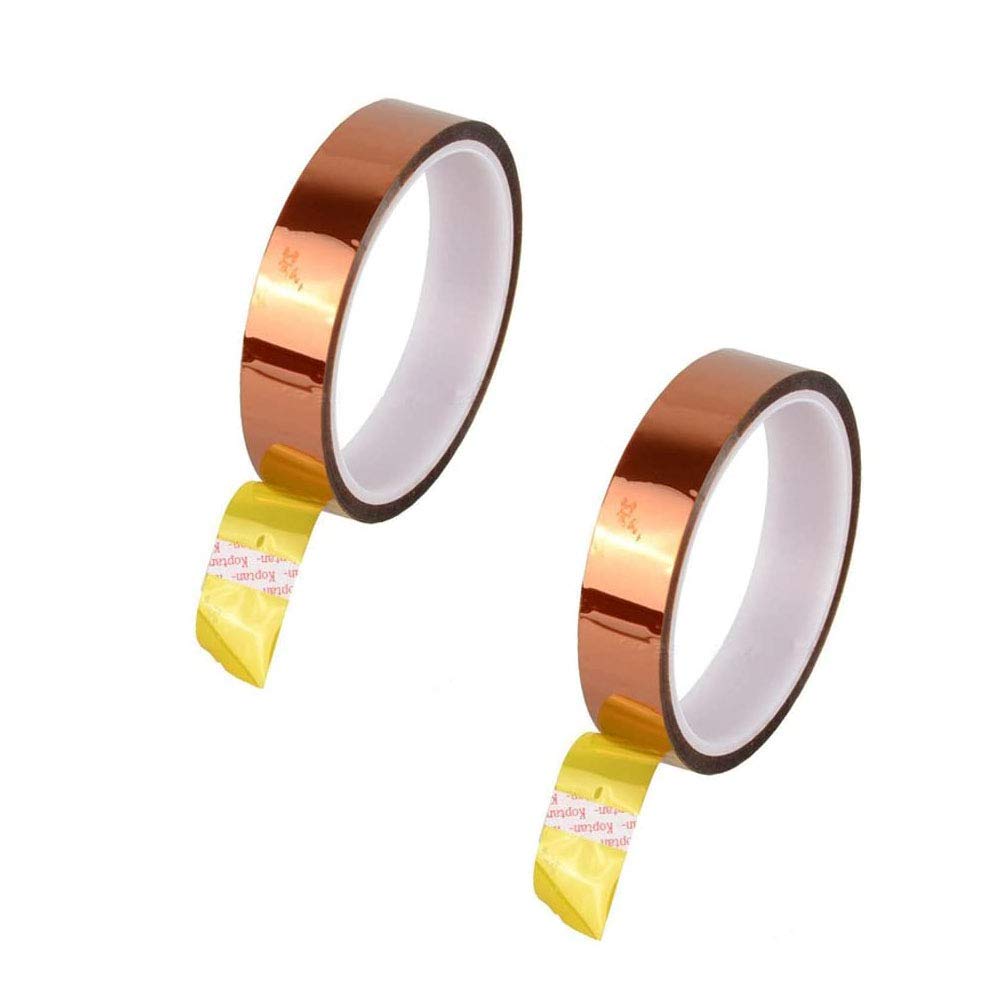 Ximimark 2mm x 100ft High Temperature Heat Resistant Polyimide Kapton Tape - 2 Pack for Electronics, 3D Printing, PCB Repair and DIY Projects