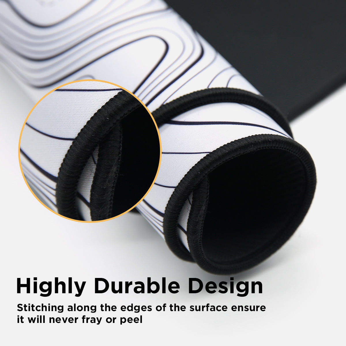 YUNZII Large Desk Pad Mouse Mat - White Topographic Design - Non-Slip Rubber Base for Office, Gaming & Home Workspace - Perfect for Computers, Laptops & Writing