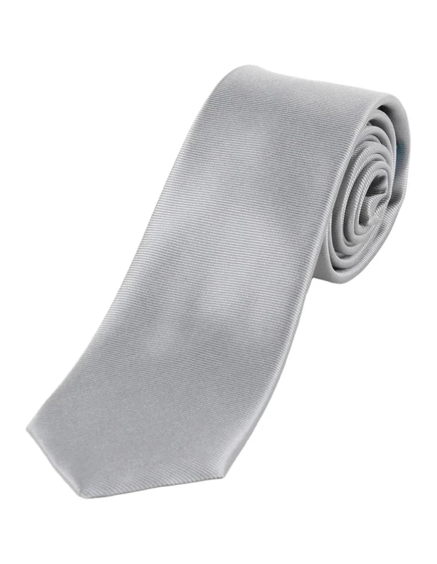 JA Ribbed Twill Silk Tie in Silver - Premium Men's Necktie for Business, Weddings & Formal Occasions