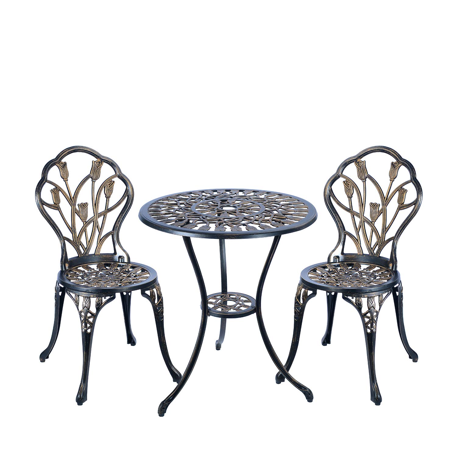 3-Piece Outdoor Bistro Set - Rust-Resistant Cast Aluminum Patio Table & Chairs for Garden, Porch, Park (Antique Copper) | Perfect for Backyard Dining, Coffee Breaks & Small Space Entertaining