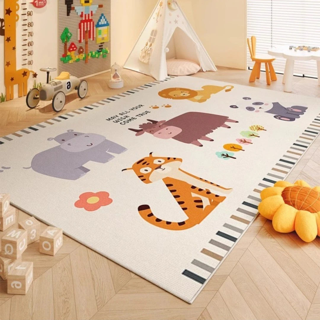 Premium Velvet Spillproof Nursery Rug for Kids - Soft & Durable Play Mat for Baby Crawling, Toddler Playroom & Daycare Flooring - Phyllis Wonderland Collection
