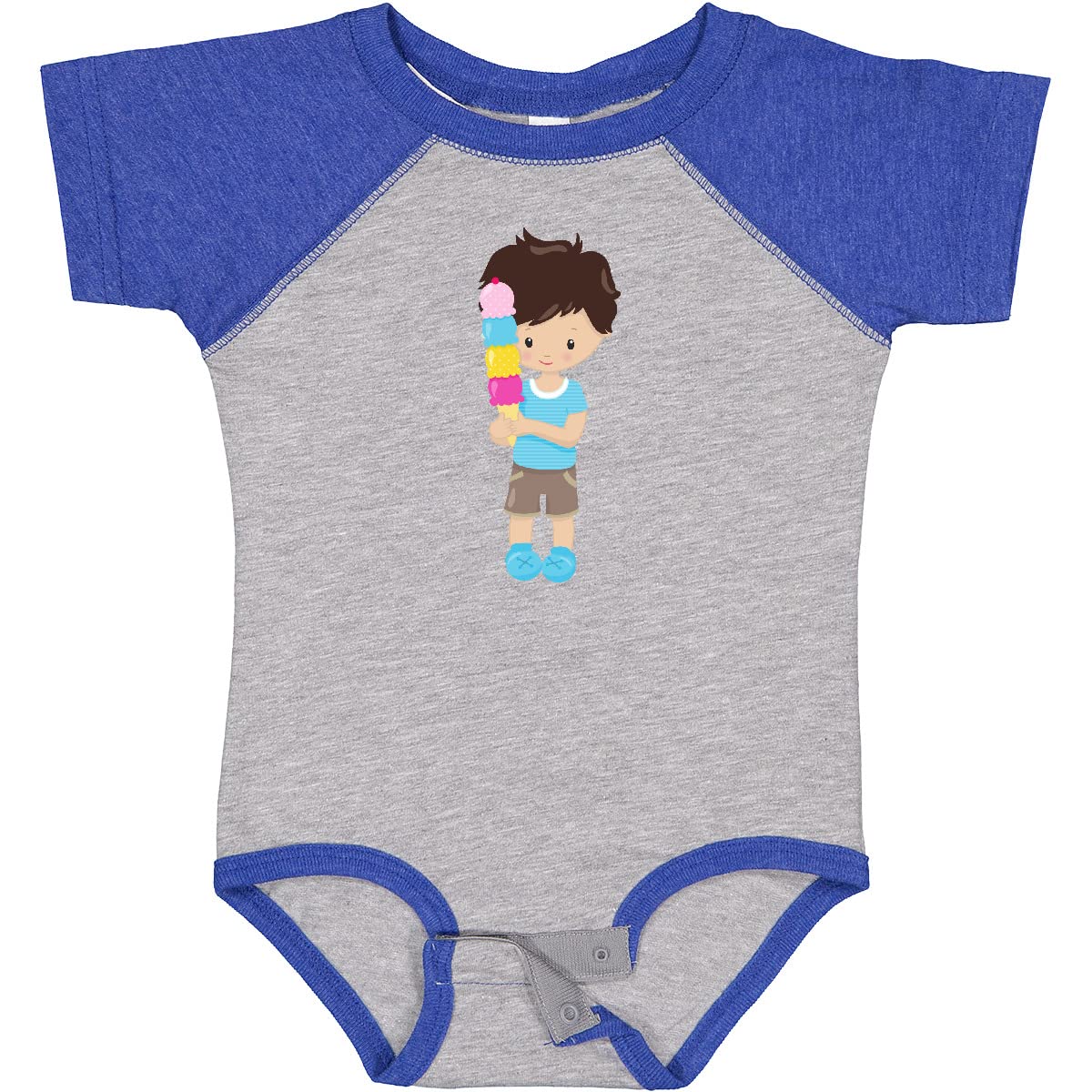 Inktastic Boy with Ice Cream Brown Hair Baby Bodysuit - Soft Cotton Infant Onesie for Summer Outings & Photo Shoots