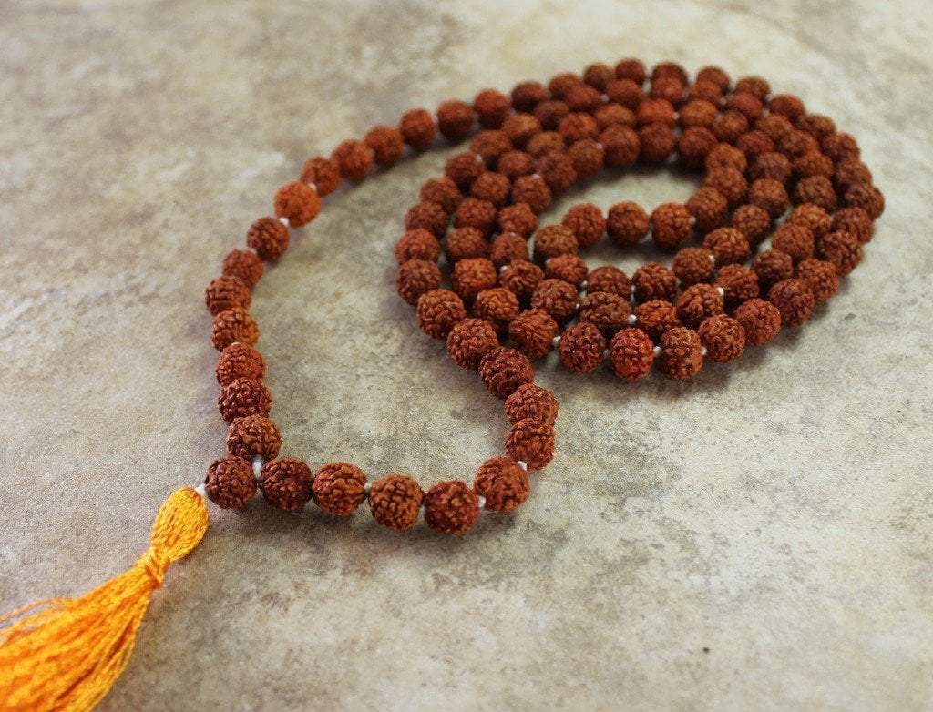 8mm Authentic Rudraksha Bead Mala - 108 Prayer Beads for Meditation, Yoga & Spiritual Healing | Handcrafted Hindu Buddhist Prayer Necklace