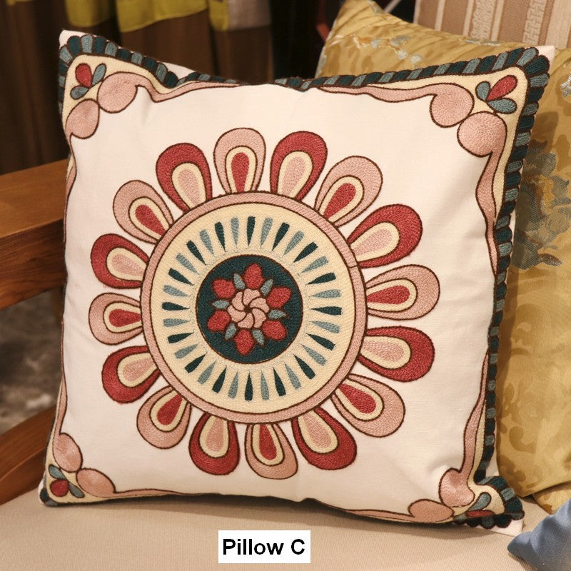 Embroidered Floral Cotton Throw Pillow Covers for Couch - Farmhouse Decorative Sofa Pillows, Soft & Stylish Home Decor for Living Room, Bedroom, and Dorm