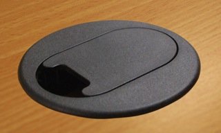 Black ABS Plastic Desk Cable Grommet - 2.25