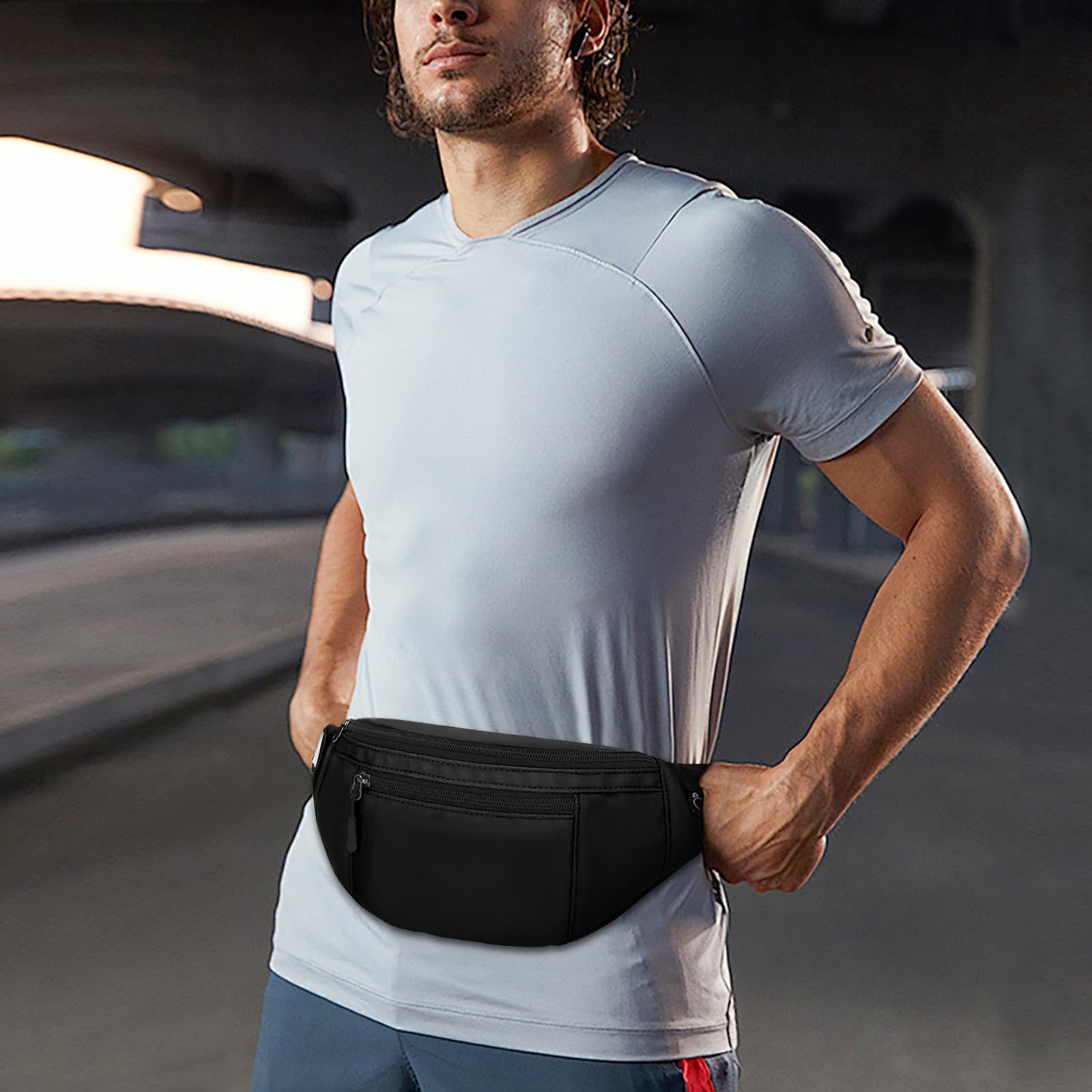 Waterproof Fanny Pack for Men & Women - Adjustable Waist Bag with Multi-Pockets | Lightweight Crossbody Belt Pack for Running, Hiking, Travel & Outdoor Activities (White)