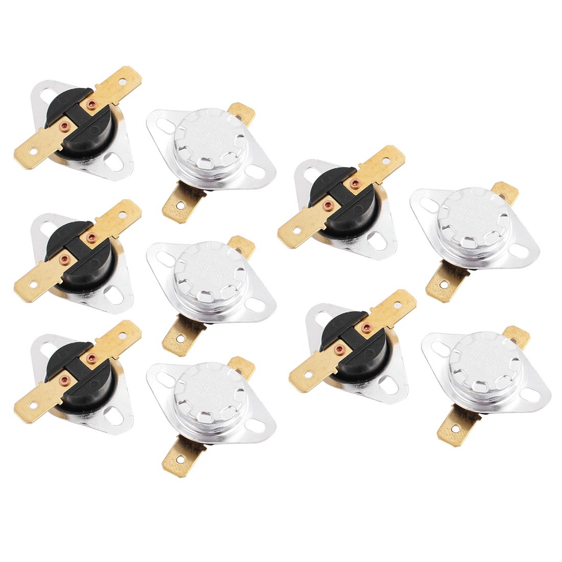10Pcs KSD301 Thermostat Switch 250V 10A 110°C Temperature Control with Silver Tone - Perfect for HVAC, Refrigerators, Water Heaters & Home Appliances