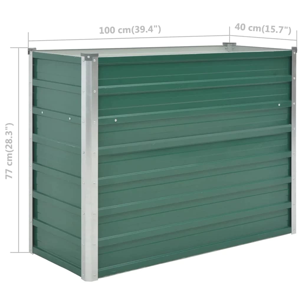 vidaXL Galvanized Steel Raised Garden Bed - Outdoor Planter for Vegetables, Herbs & Flowers - Perfect for Patio, Backyard & Home Gardening - Green