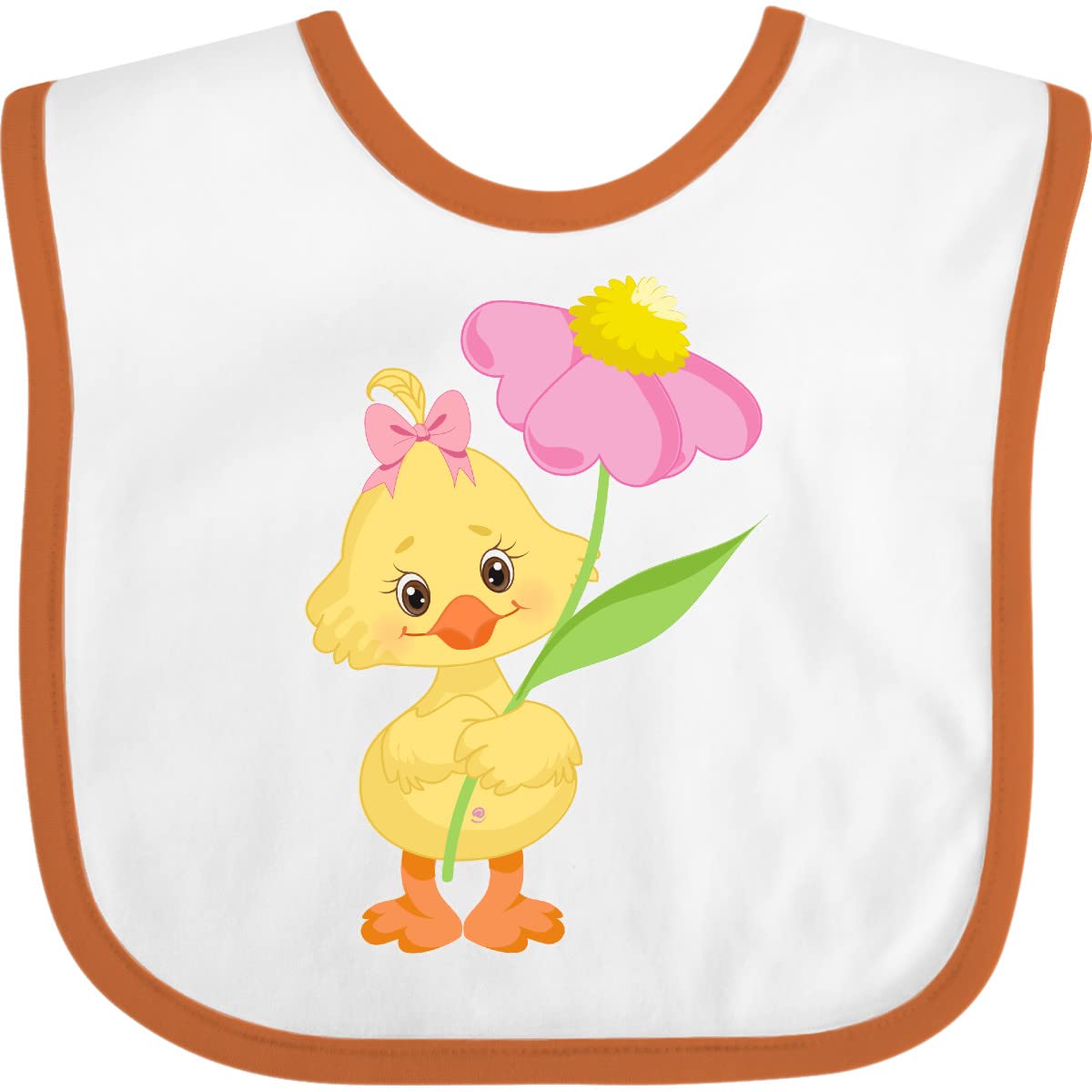 Inktastic Cute Easter Chick with Pink Flower Baby Bib - Soft Cotton Drool Bib for Infants & Toddlers - Perfect for Easter, Baby Showers, and Everyday Use