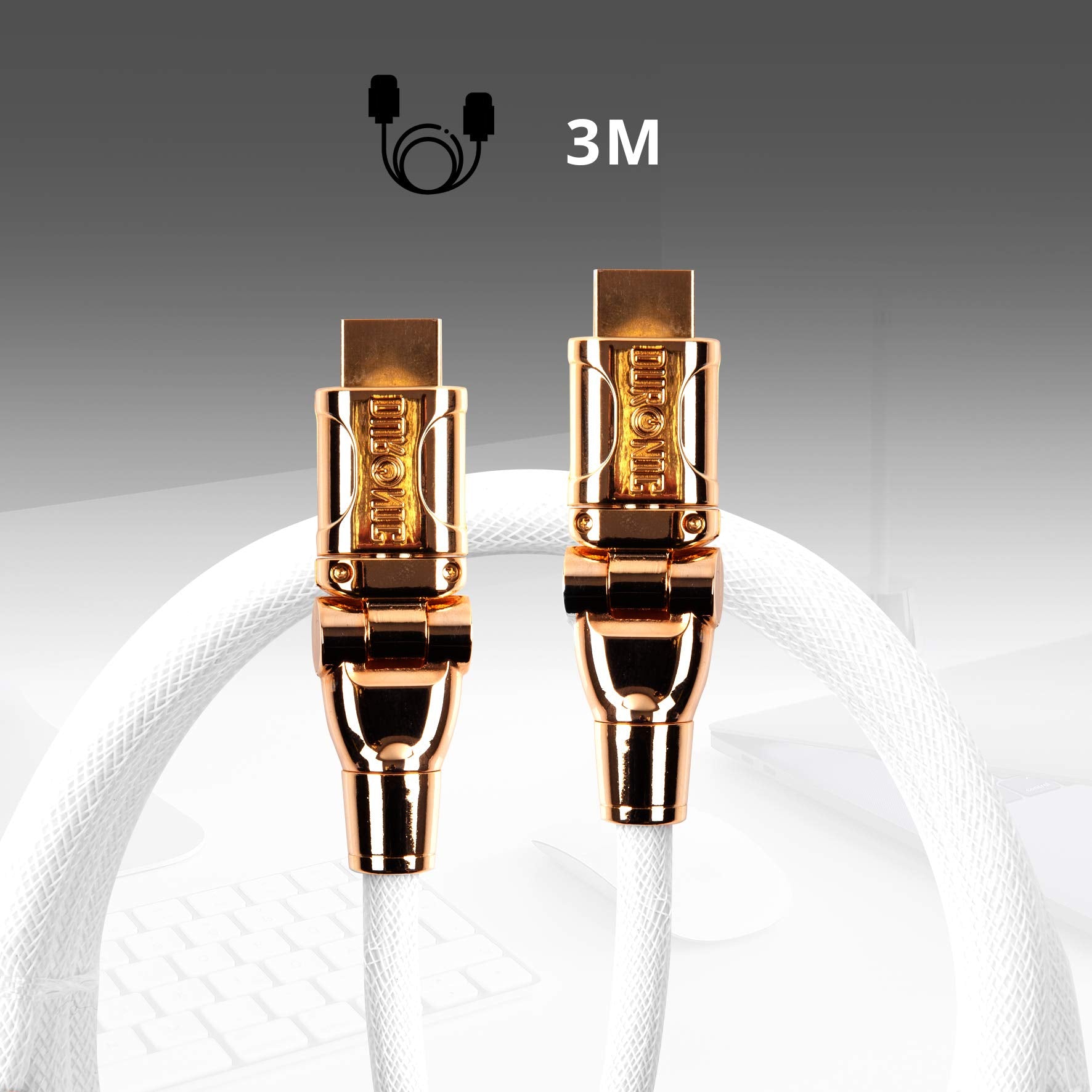 Duronic HDC01 3M HDMI Cable - High Speed 1080p HDMI 1.4 with Ethernet & 24K Gold Plated Swivel Connectors - Compatible with PS4, PS3, Xbox, Nintendo, BluRay, Smart TV - Perfect for Gaming & Home Theater Setup
