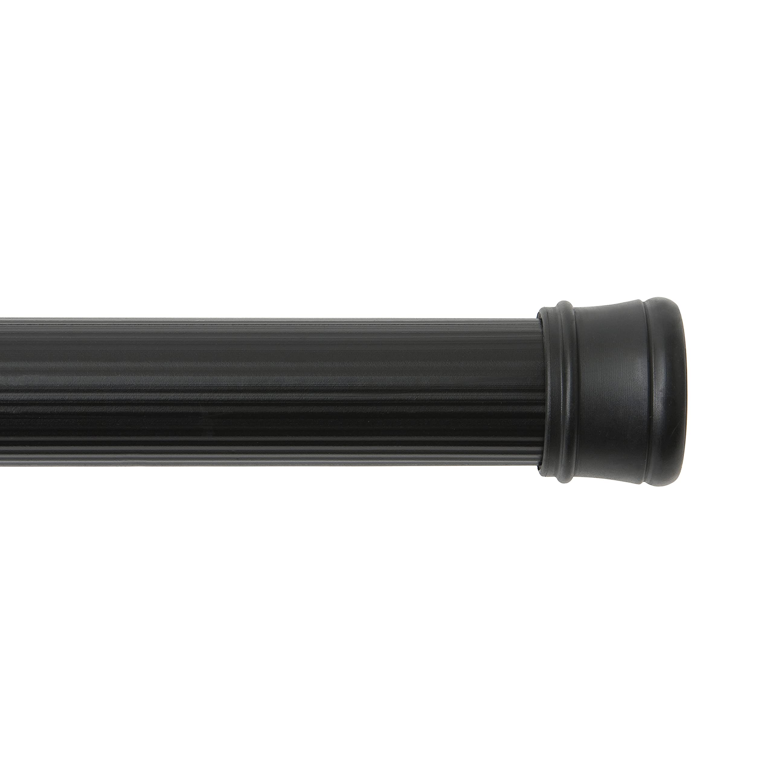 42-72 Inch Adjustable Spring Tension Curtain Rod for Closet, Window, Bathroom & Utility - Black - Perfect for Hanging Curtains, Drapes, Towels & Organizers