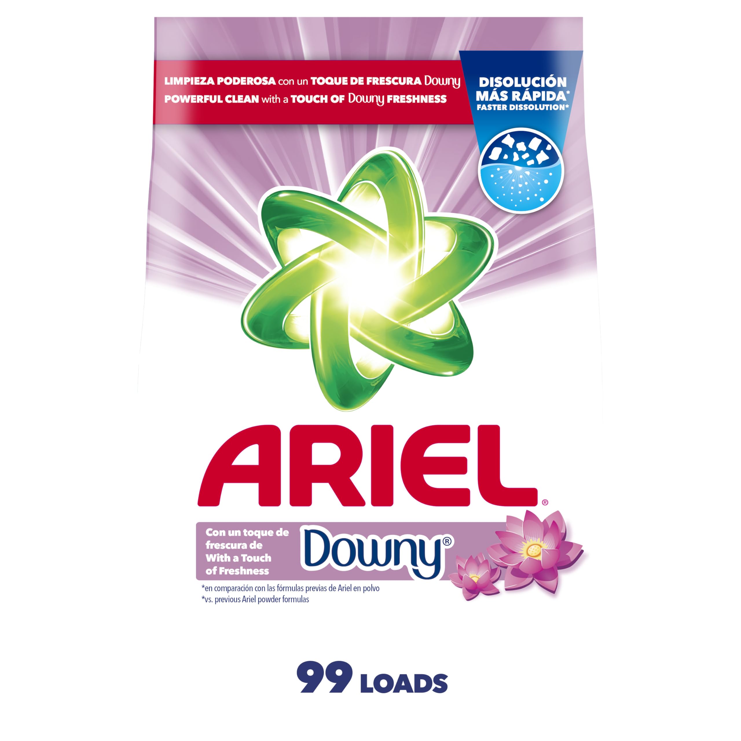 Ariel Powder Laundry Detergent with Downy Freshness - 158 oz (99 Loads) | Deep Cleaning for Clothes, Sheets & Towels | Ideal for Family Laundry & Stain Removal