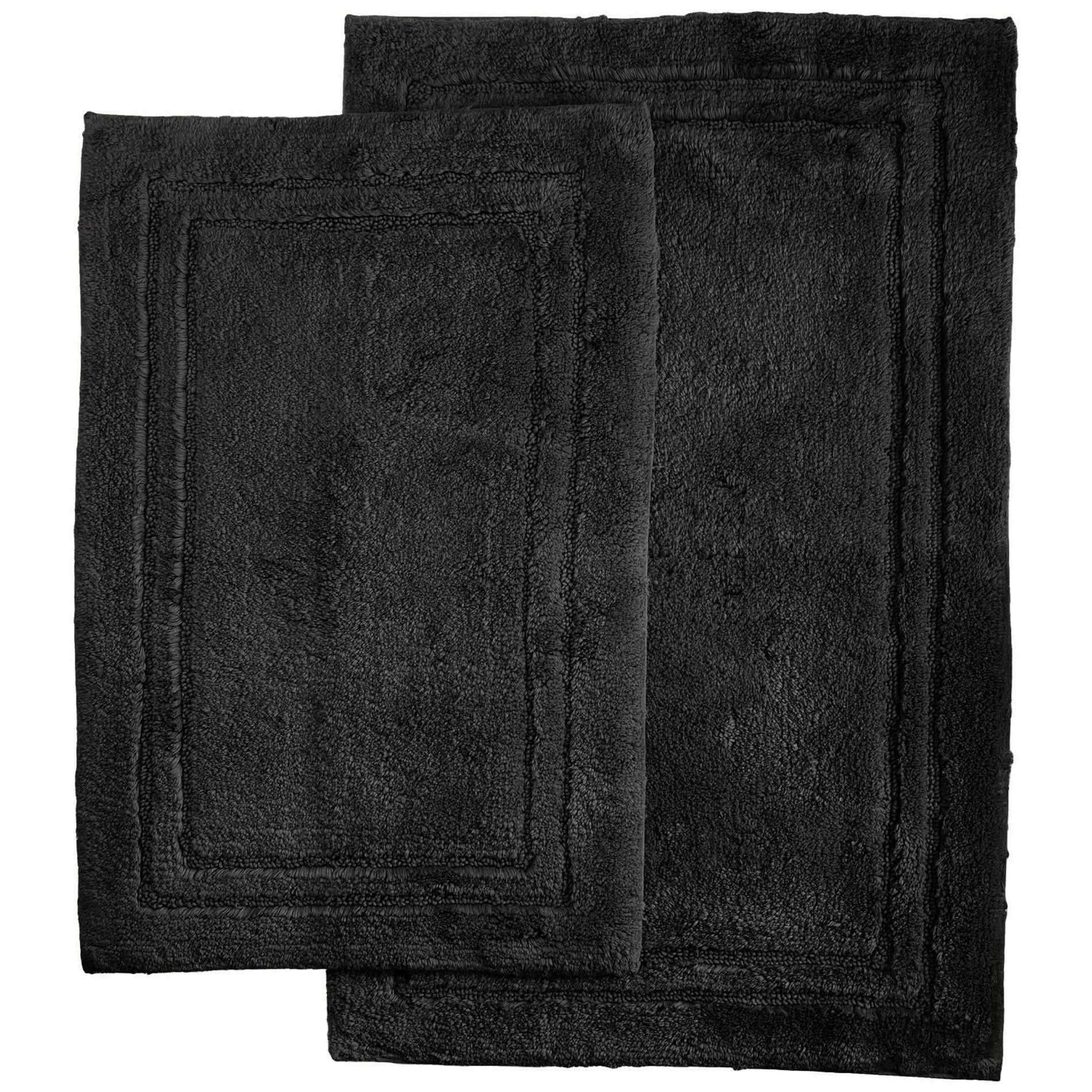Non-Slip Cotton Bathroom Rug Set - 2 Piece Washable Absorbent Floor Mat for Bath, Shower & Vanity Area - Soft & Durable Home Decor
