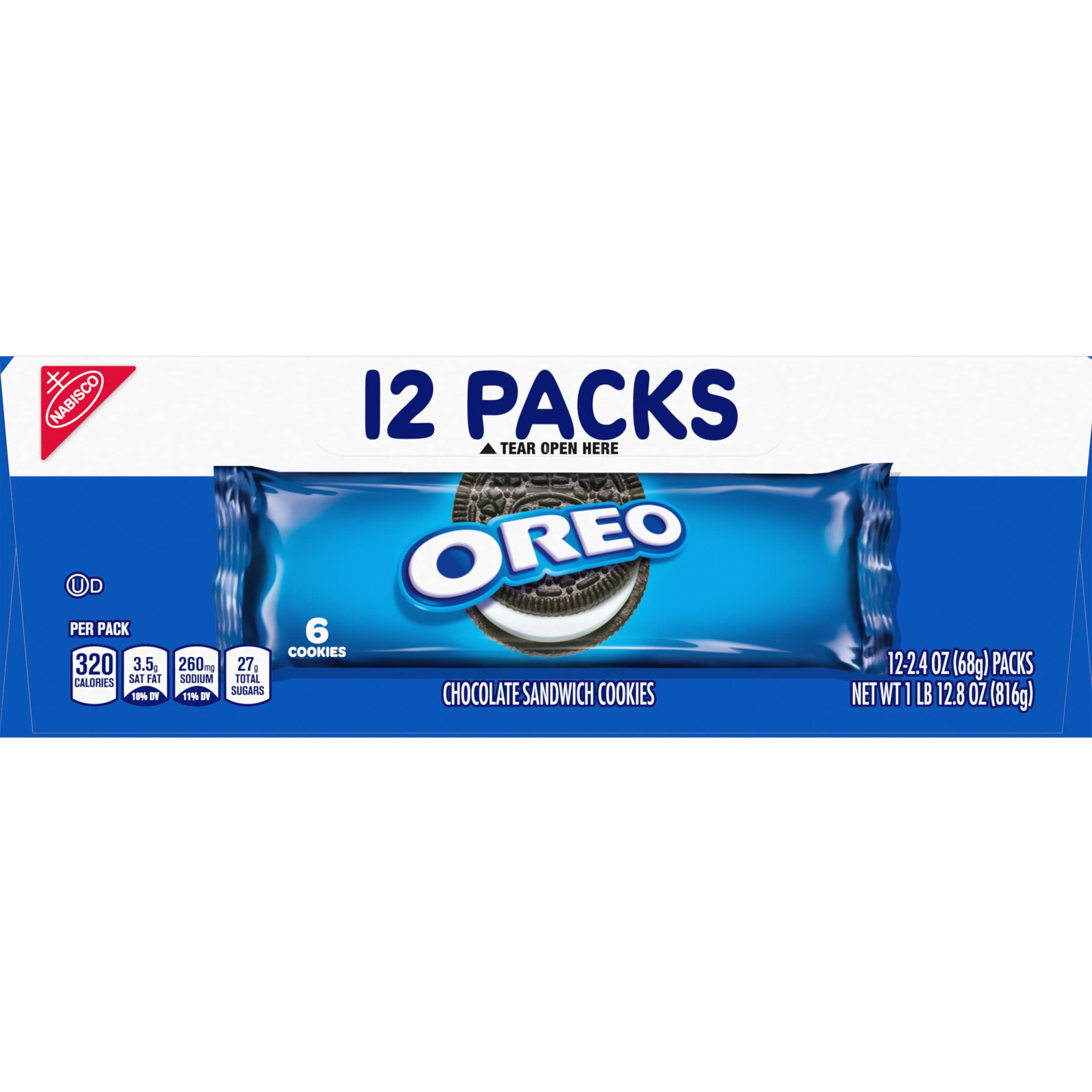 OREO Chocolate Sandwich Cookies, 12 Pack (2.4 oz Each) - Perfect for School Lunch Boxes, Office Snacks & Afternoon Tea Treats