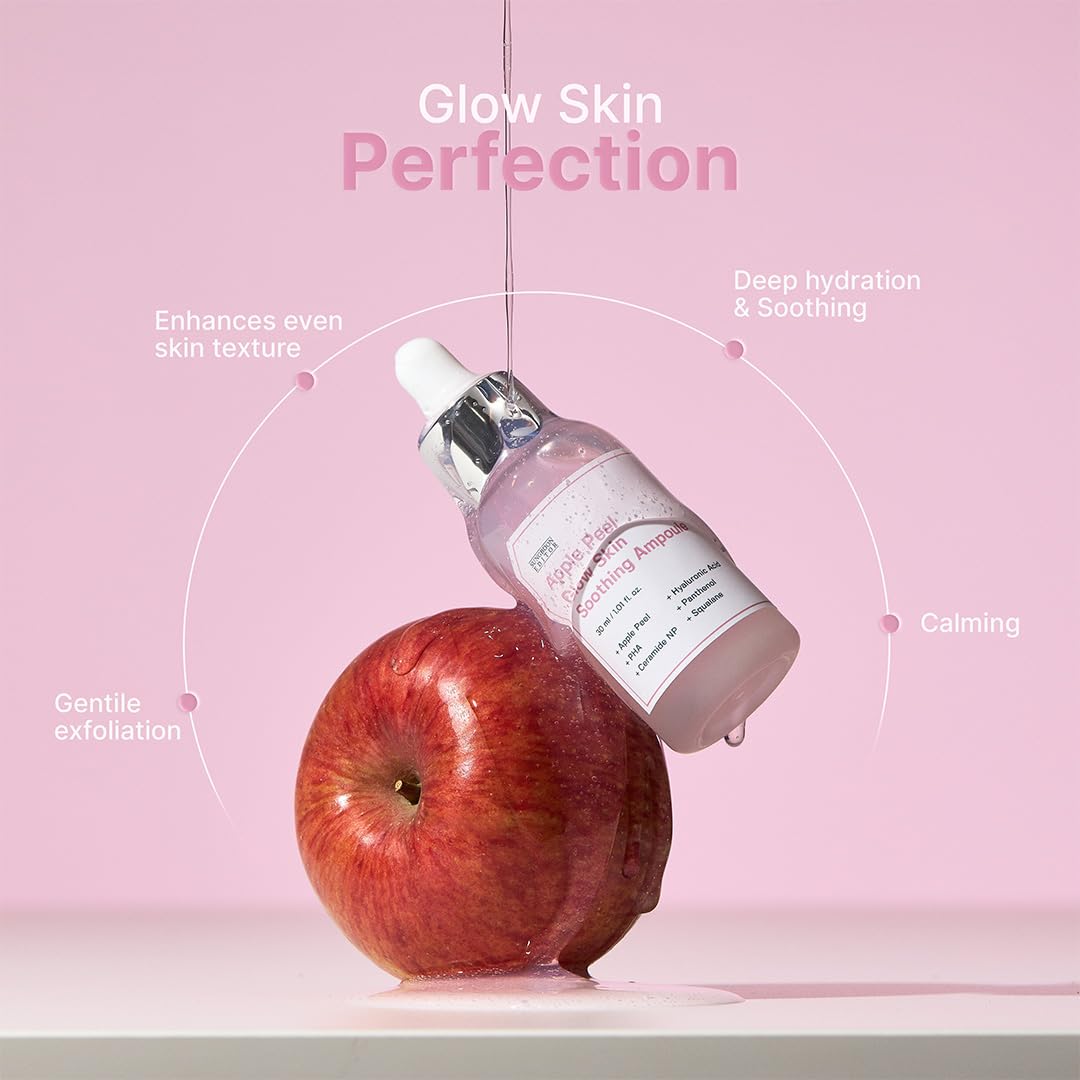 SUNGBOON EDITOR Apple Peel Glow Skin Soothing Ampoule - Korean Facial Serum for Gentle Exfoliation & Smooth Glowing Skin | Hydrating & Brightening Treatment for Dry, Dull & Sensitive Skin | Perfect for Night Routine & Pre-Makeup Prep