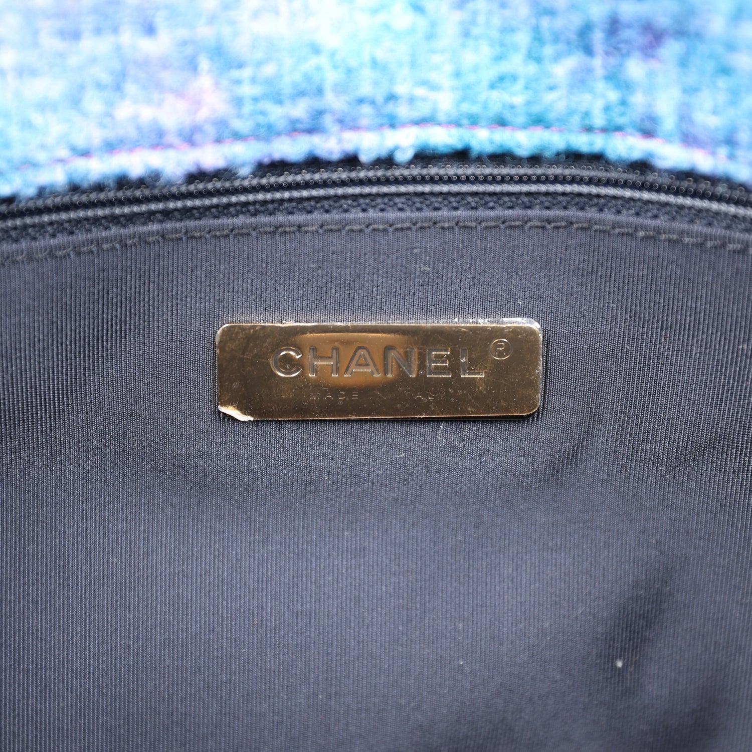 Chanel Large 19 Flap Bag in Purple & Blue Wool Tweed with Mixed Hardware - Luxury Shoulder Bag for Women, Perfect for Parties & Evening Events