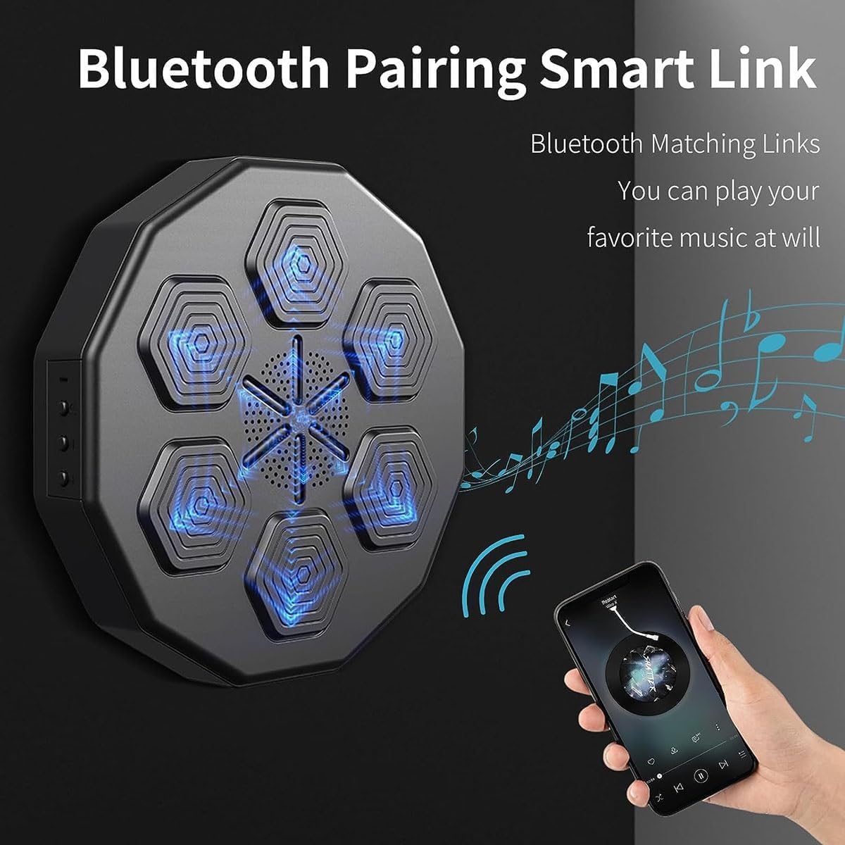 Electronic Music Boxing Wall Target with LED Lights - Portable Punching Bag for Adult Boxing Training, Fitness Workout & Indoor Fighting Game - Perfect for Home Gym, Boxing Practice & Stress Relief