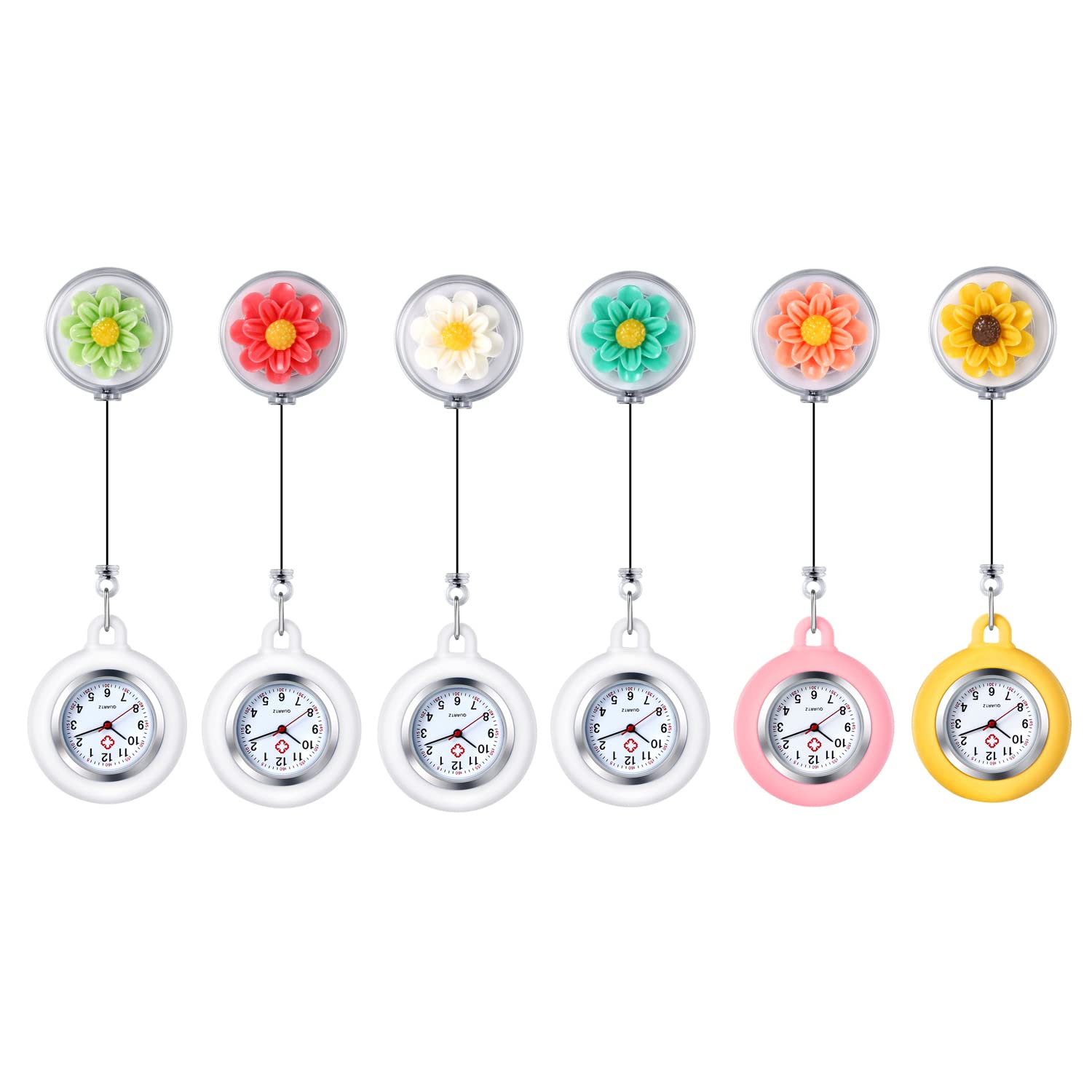 Avaner Retractable Nurse Watch with Flower Pattern - Clip-On Hanging Fob Watch for Nurses & Doctors - Perfect for Medical Professionals, Students & Healthcare Workers - Ideal for Clinical Shifts, Hospital Rounds & Nursing School