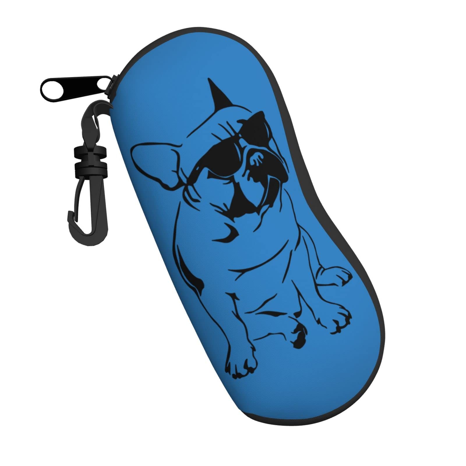 French Horn Glasses Case - Portable Zipper Sunglasses Case for Men & Women - Soft Eyewear Storage with Carabiner Clip - Perfect for Travel, Hiking, and Outdoor Activities
