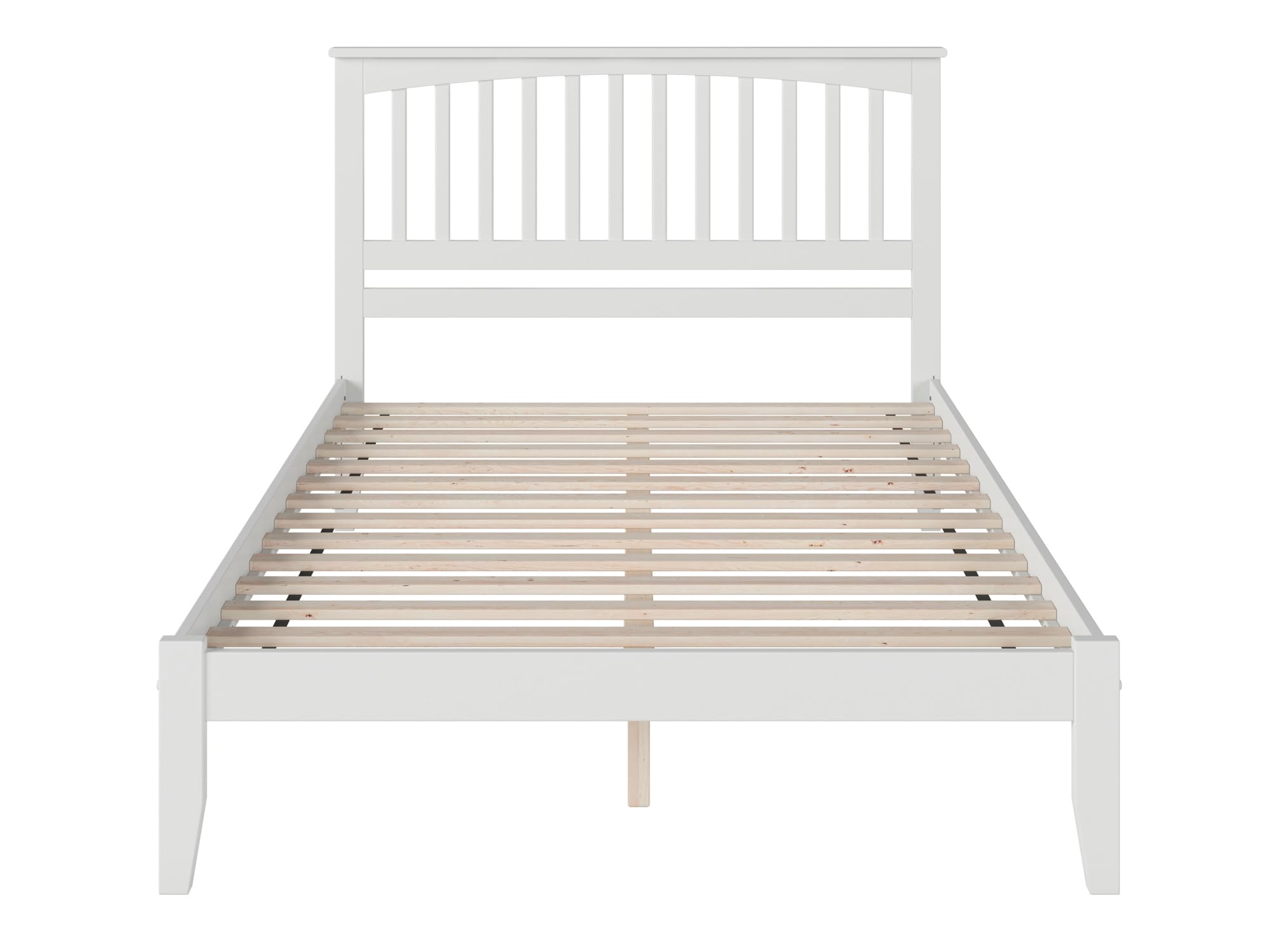 AFI Mission King Platform Bed Frame with USB Charging Ports - Modern White Wooden Bed for Bedroom, Living Room & Guest Room