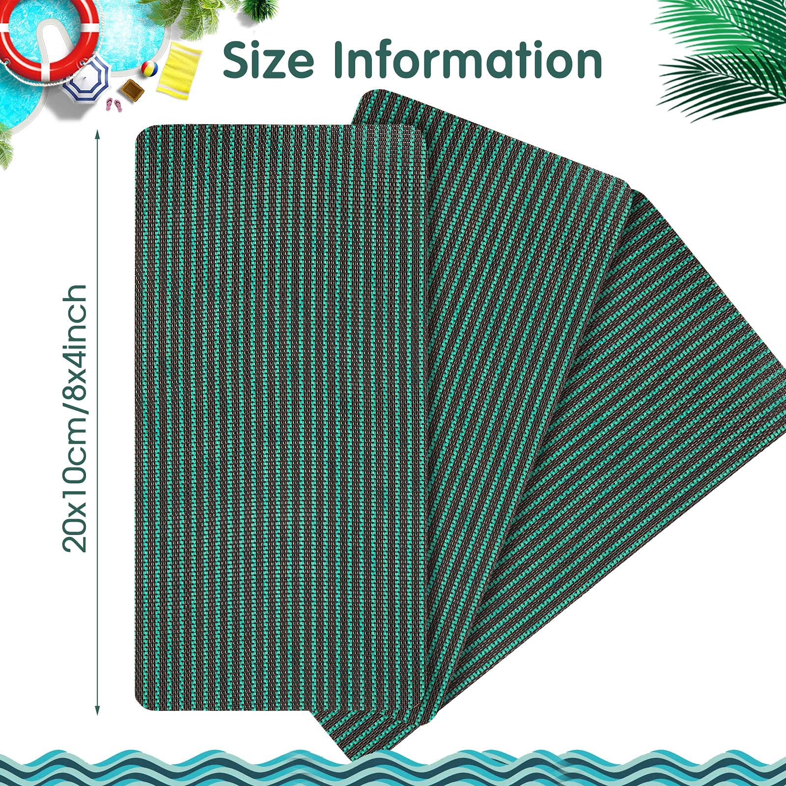 Honoson Pool Safety Cover Patch Kit - 4 x 8 Inch Green Mesh Self-Adhesive Repair Kit for Swimming Pool Covers - Fix Tears & Holes for Winter Protection