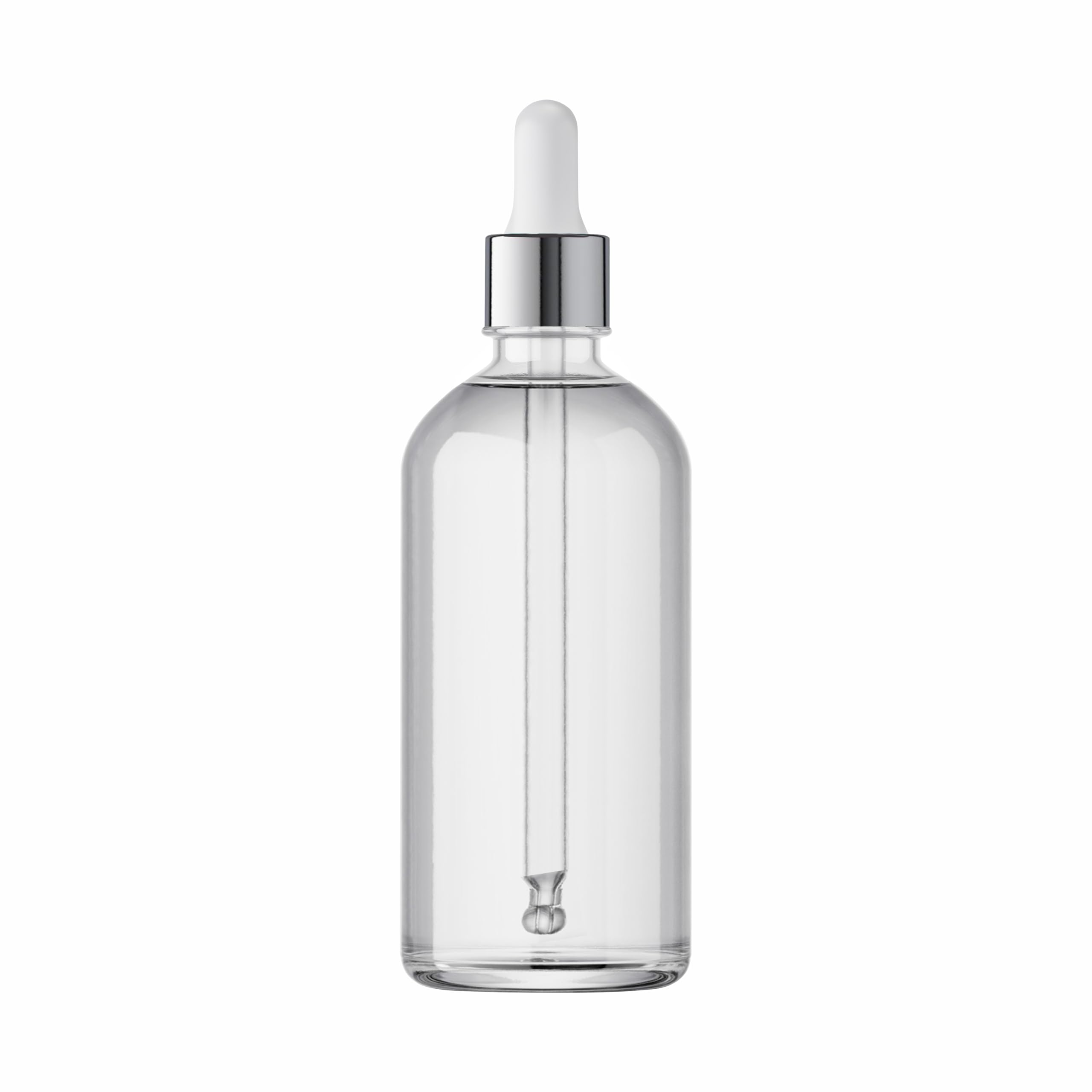 PACKCESS 100ml Clear Glass Dropper Bottle with Silver Cap - Refillable Essential Oil Bottles for DIY Face Oil, Serums, Perfumes & Aromatherapy - Perfect for Travel, Skincare Routine & Homemade Beauty Products (Set of 1)