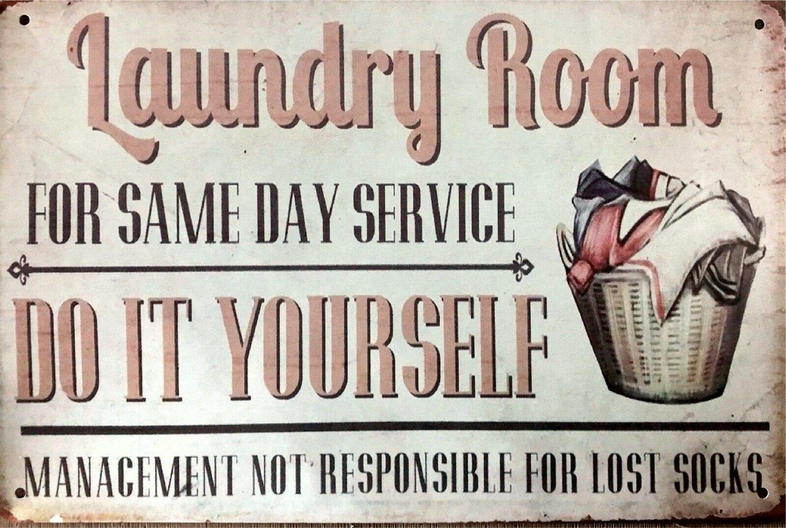 Vintage Metal Tin Sign - Retro Laundry Room, Garage, Pub & Coffee Shop Wall Decor - Funny Novelty 8x12 Inch Tin Plates for Home, Farm, Garden & Yard - Perfect for Restrooms, Clubs & Street Style Decor