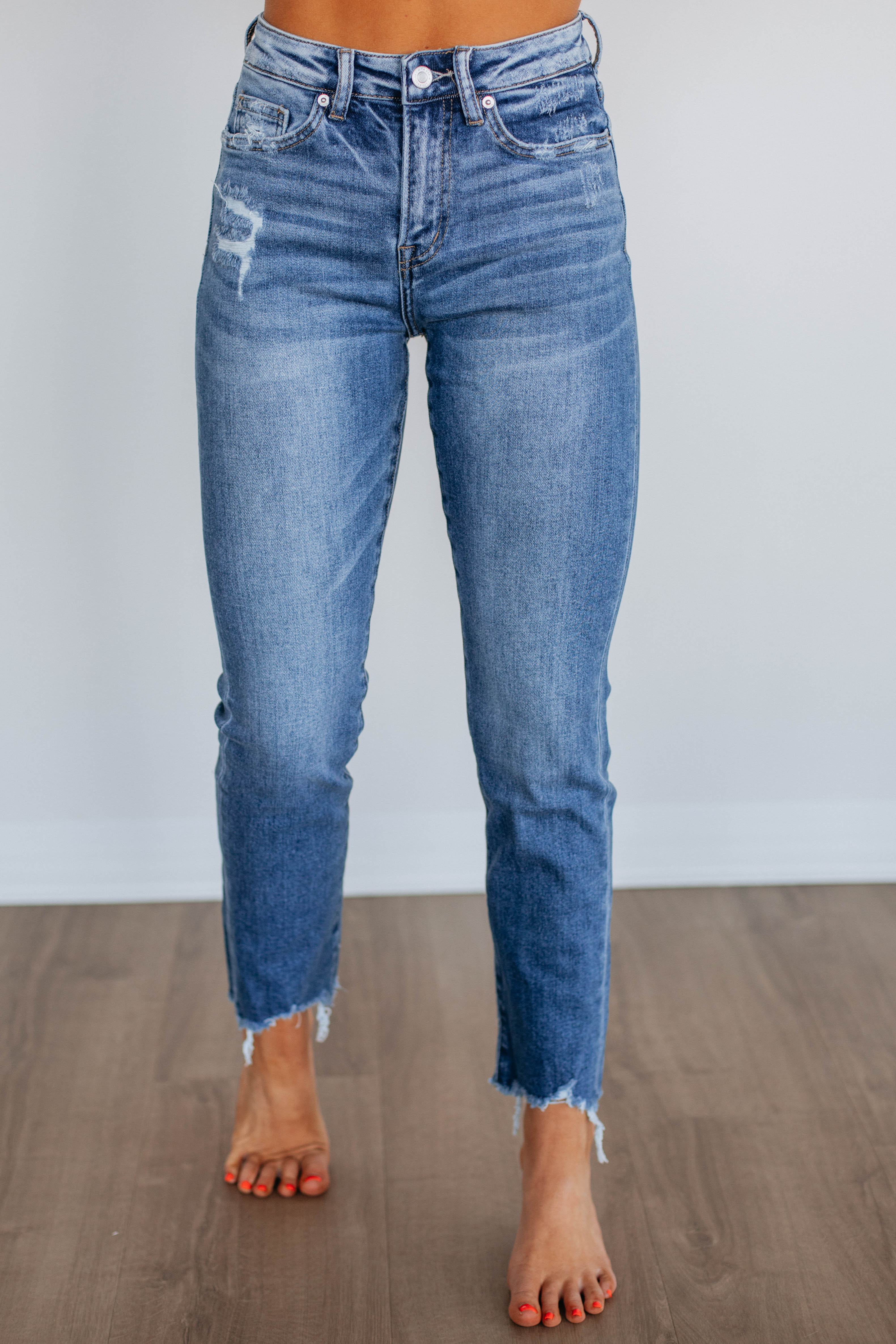 Jeniva Mica Jeans - Medium Wash Women's Denim Pants | High Waist Slim Fit Stretch Jeans for Casual Wear & Everyday Outfits