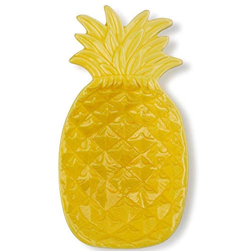 Coastal Living Seascapes Pineapple Shaped Ceramic Tidbit Bowl - Yellow Decorative Serving Dish for Fruit, Nuts, Candy | Perfect for Beach House Decor, Summer Parties & Tropical Themed Events