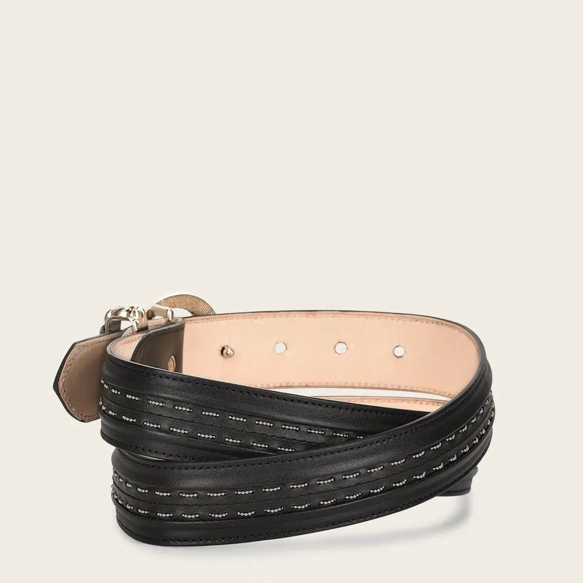 Cuadra Black Casual Western Leather Belt for Women - Stylish & Durable Cowhide Belt for Jeans, Dresses & Everyday Outfits
