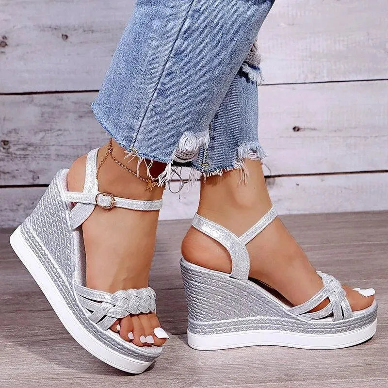Women's Summer Peep Toe Wedge Sandals - Comfortable High Heel Shoes for Beach, Party & Casual Wear | Breathable & Stylish Fashion Footwear