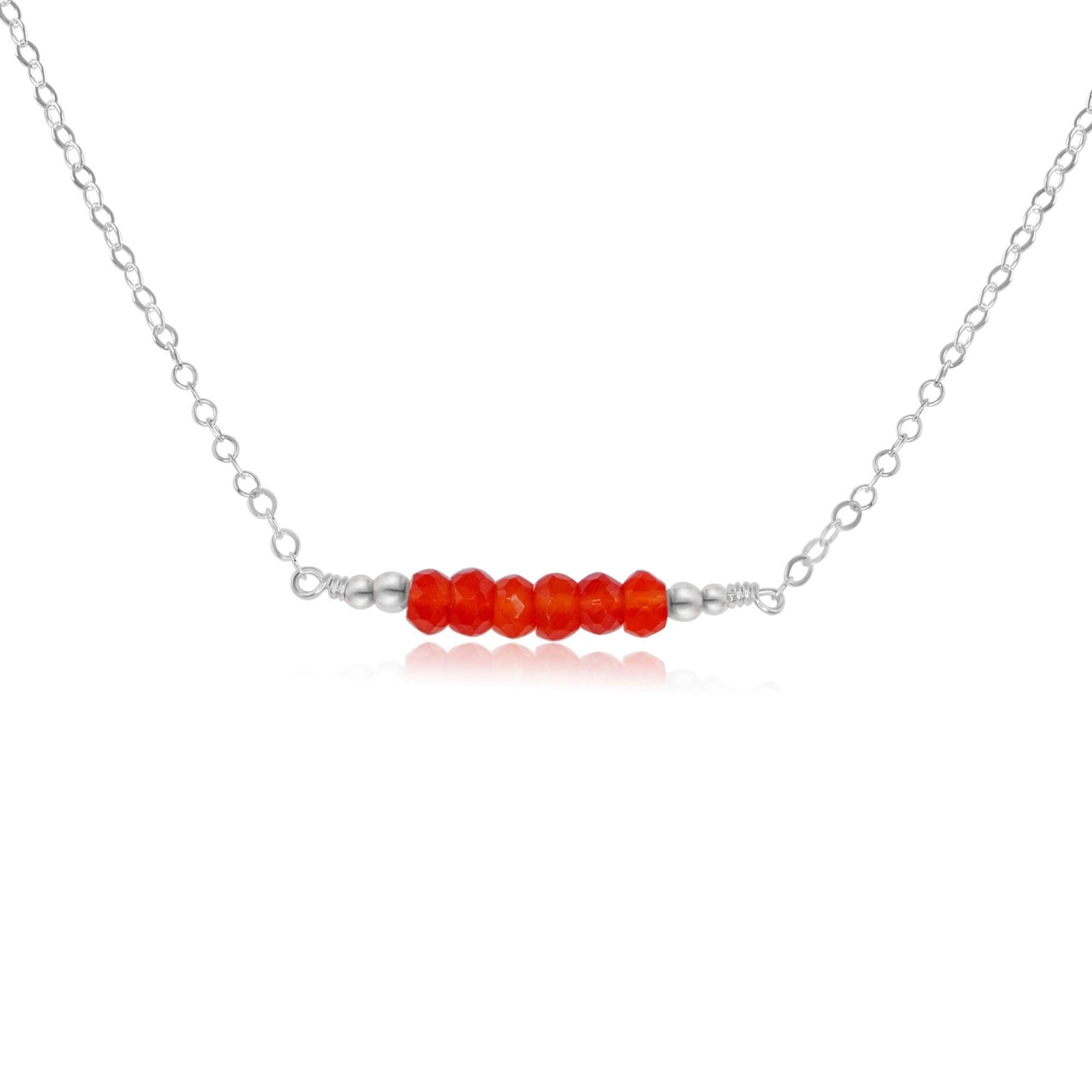 Sparkling Orange Carnelian Faceted Bead Bar Necklace for Women - Handmade Gemstone Jewelry - Boho Chic Necklace for Everyday Wear, Meditation & Spiritual Healing